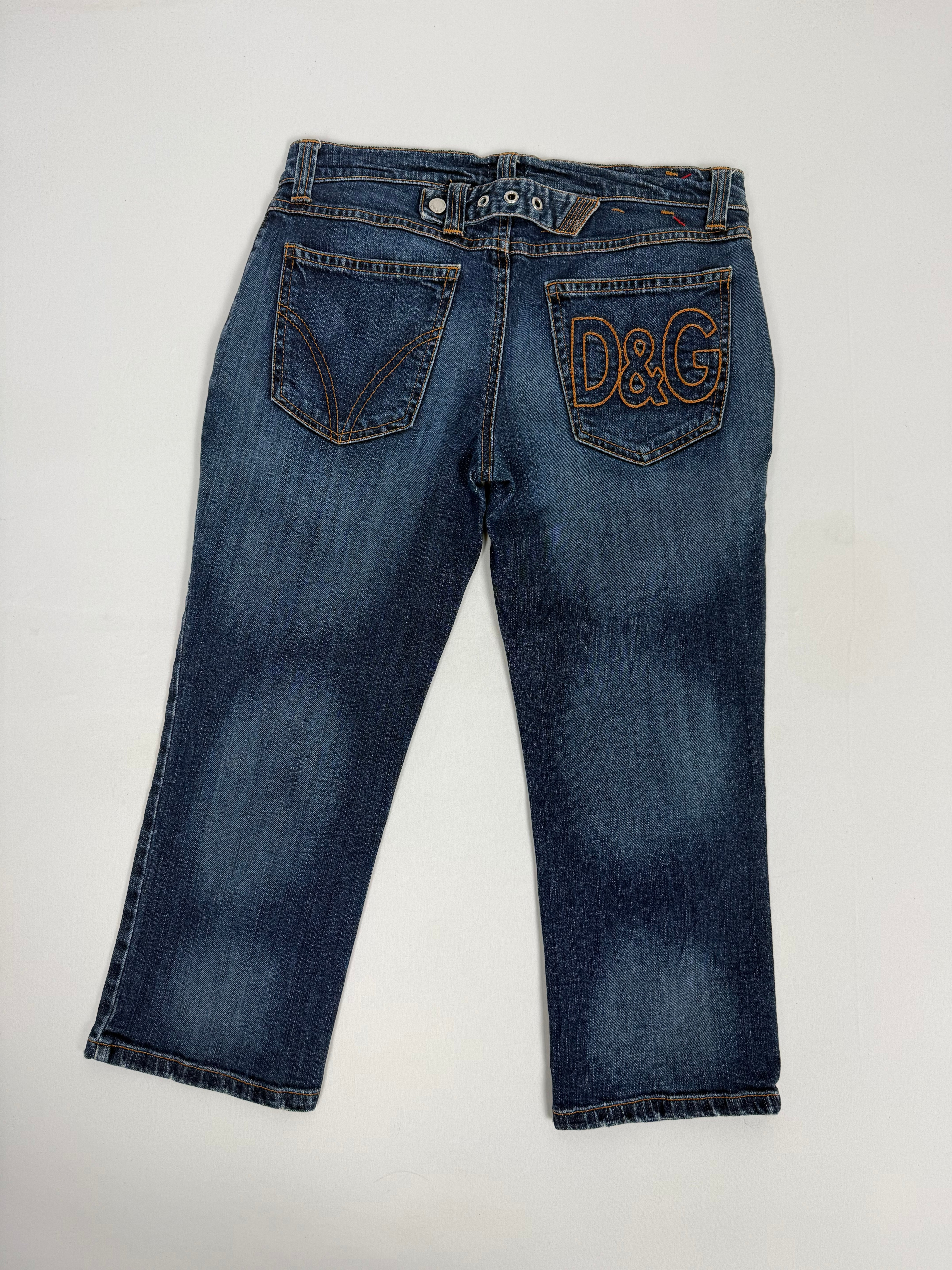 Navy denim low rise capri pants (S)