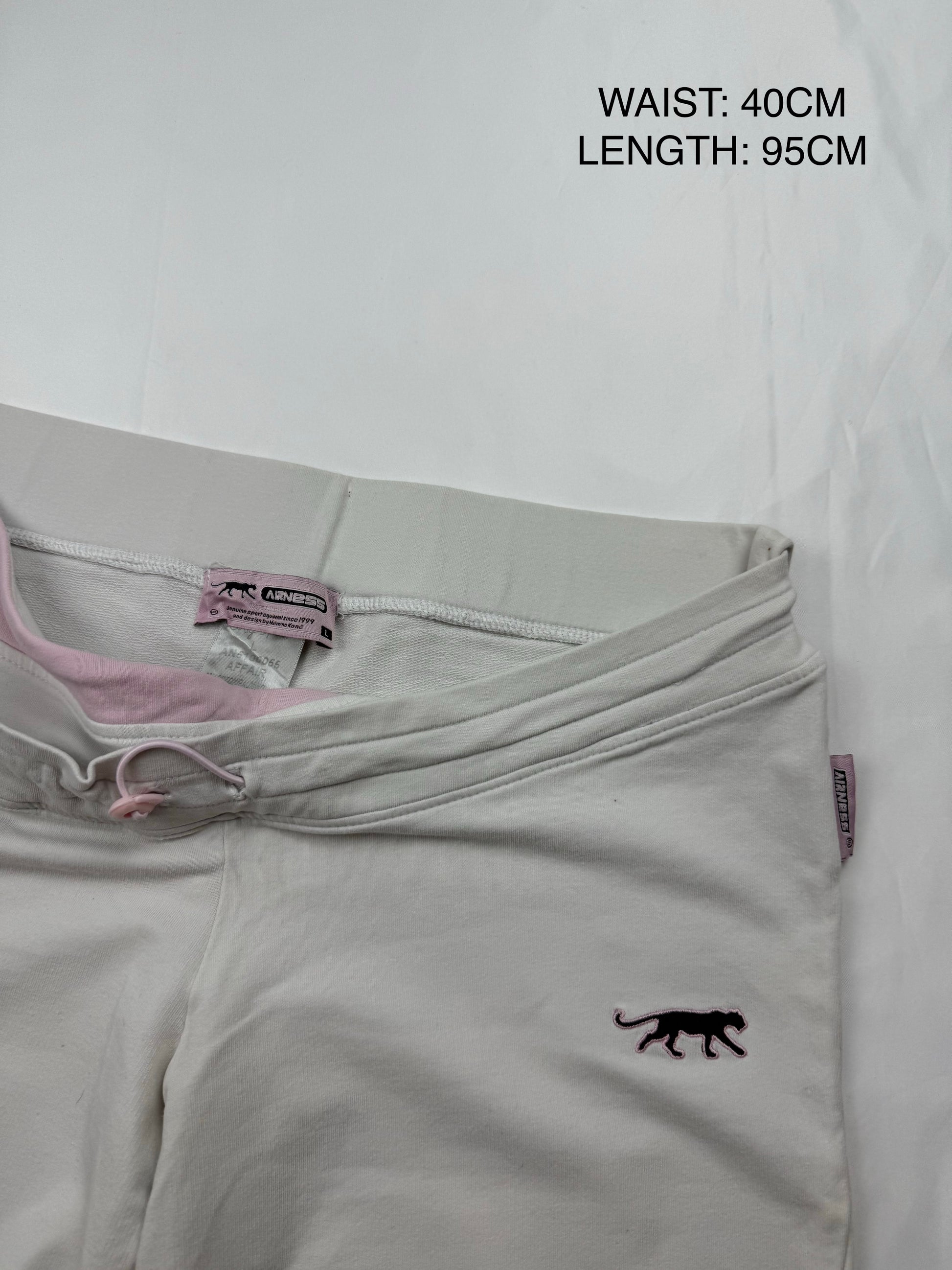 Baby pink & white baggy cotton low rise joggers (M)