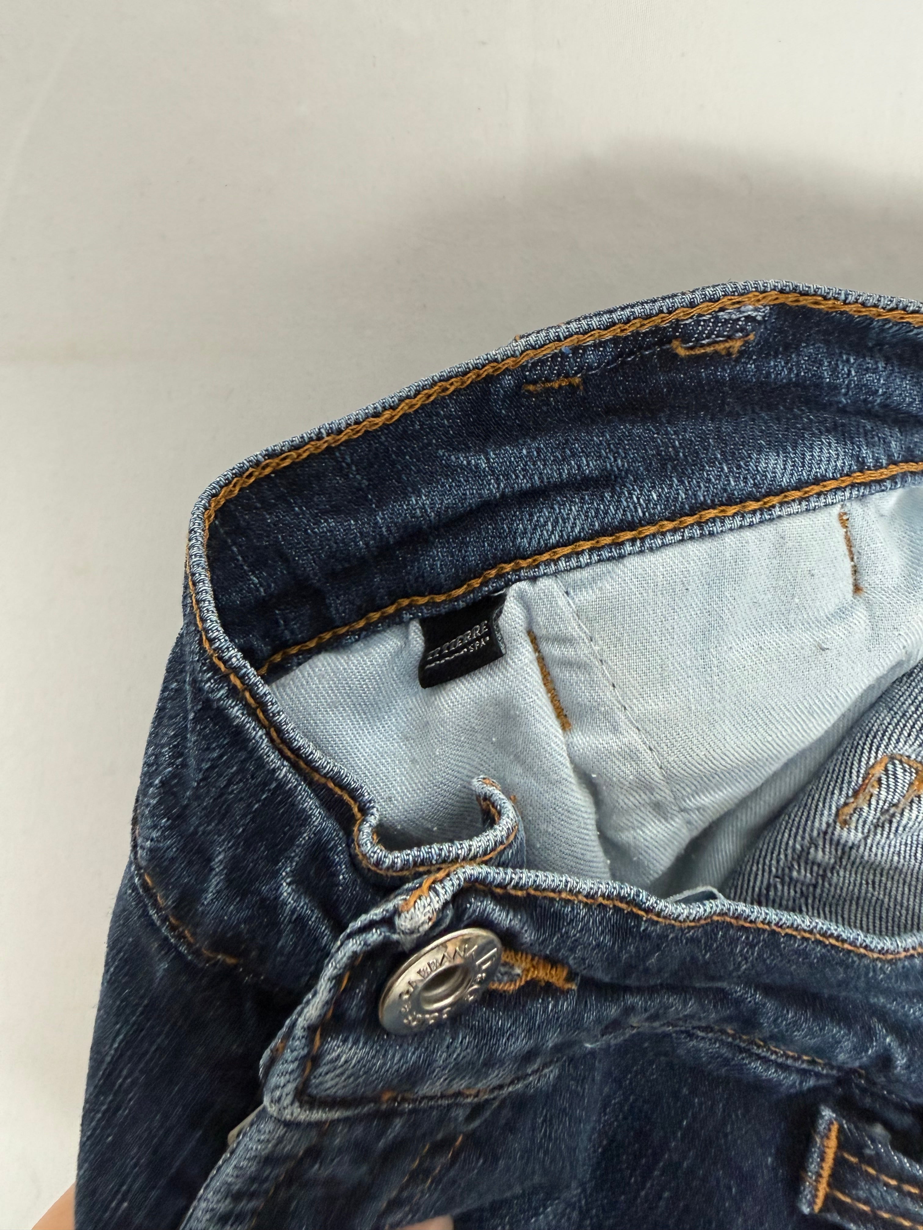 Navy denim low rise capri pants (S)