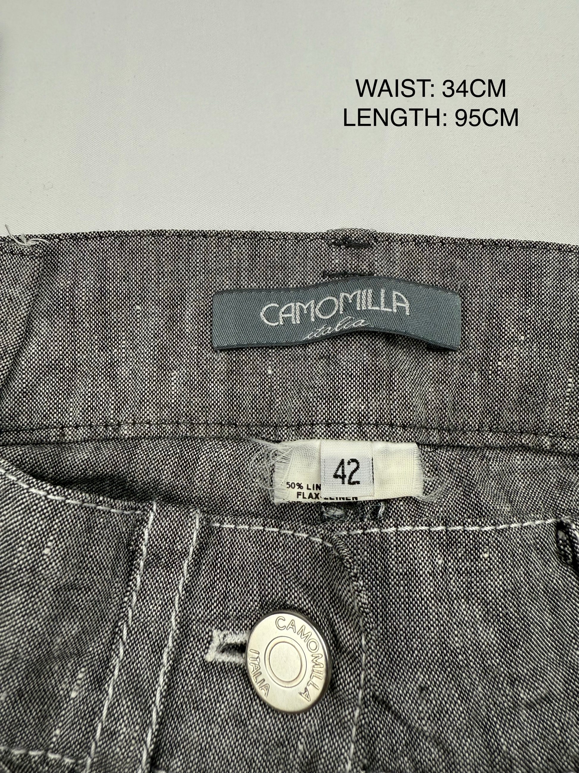 Grey linen low rise flare pants (XS/S)