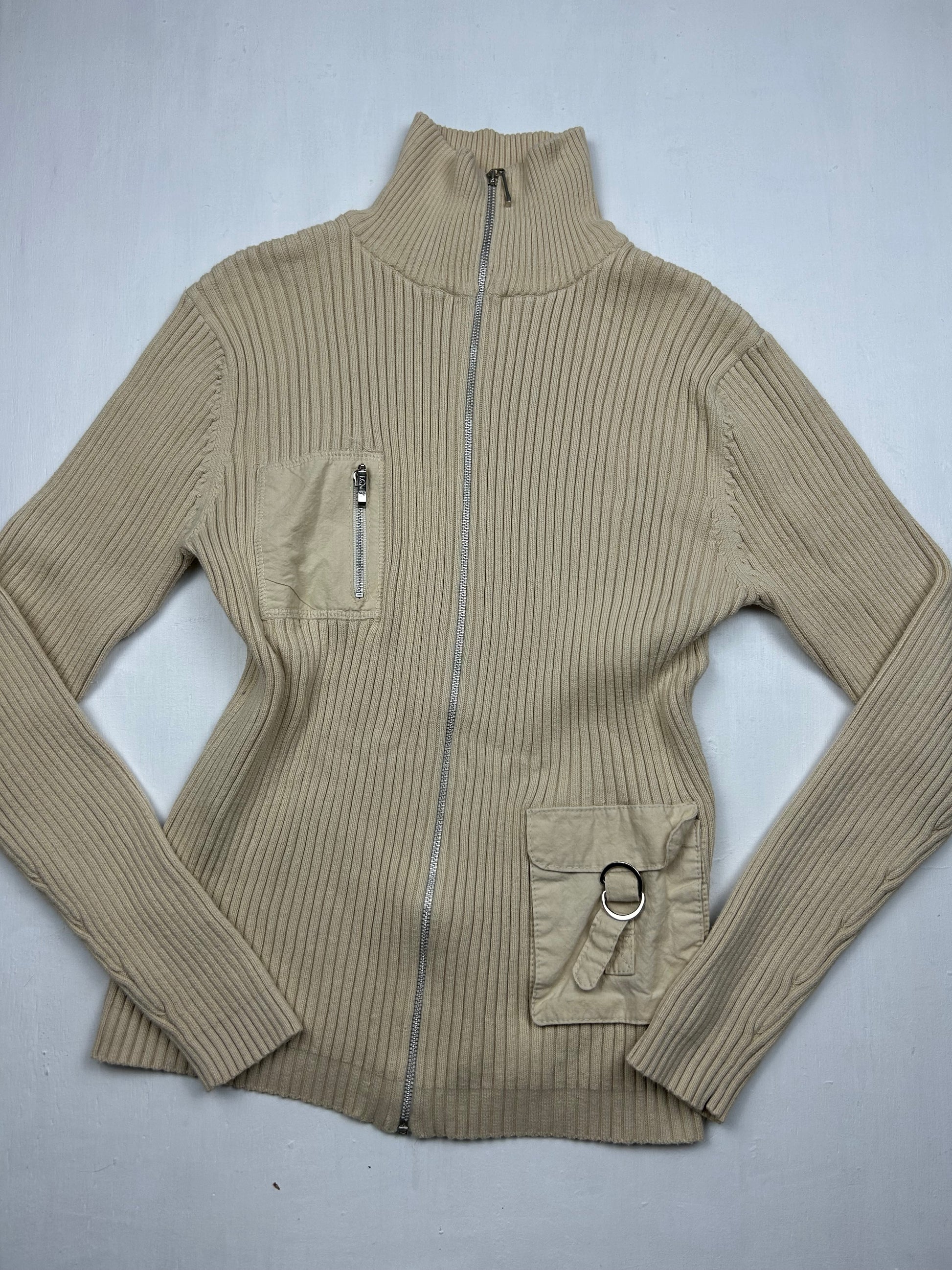 Beige zip up cardigan jumper (S/M)