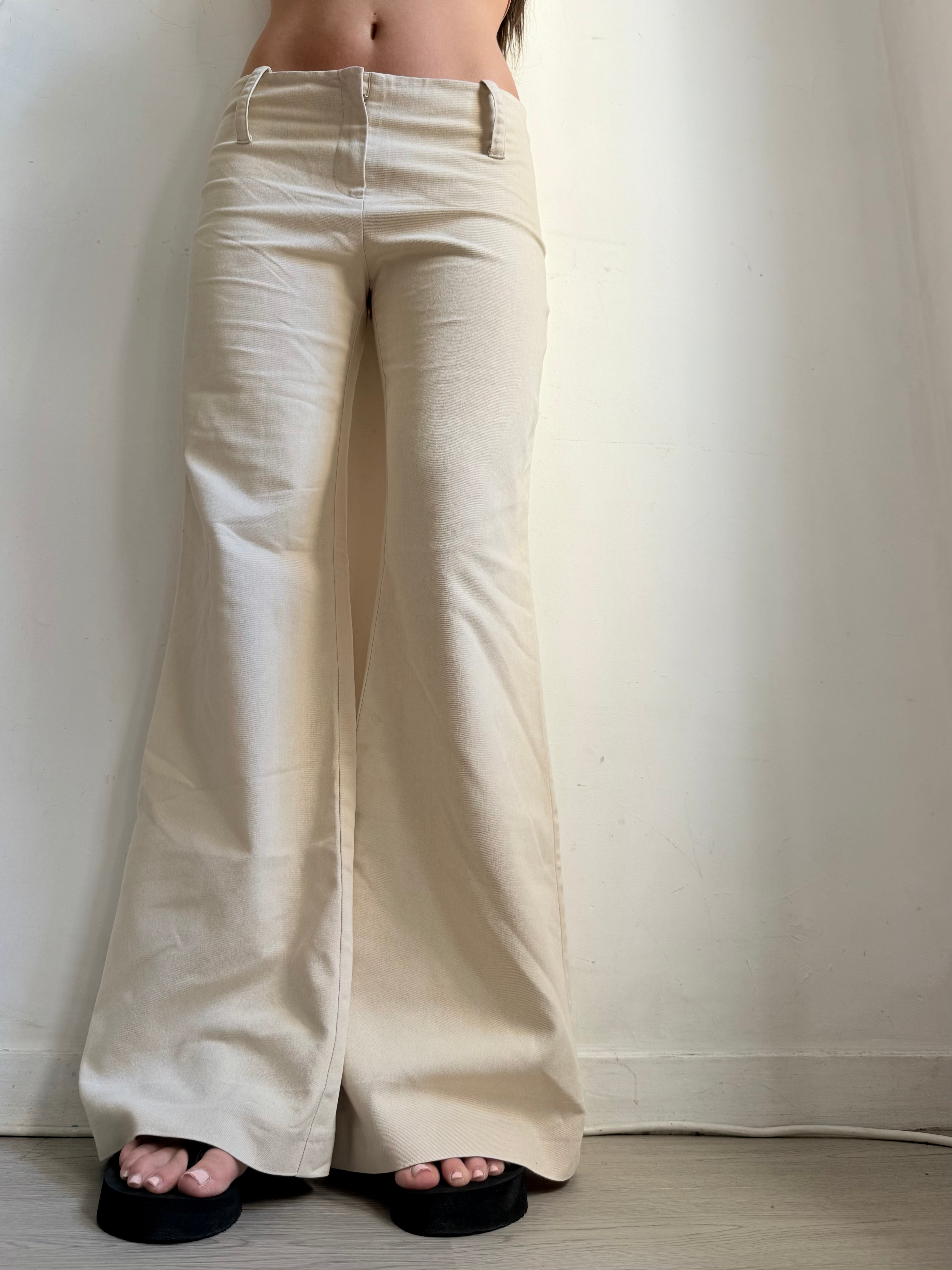 Beige low waist office flare pants (M)