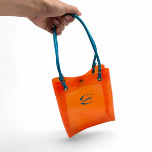 Neon orange pvc mini handbag (15x21cm)