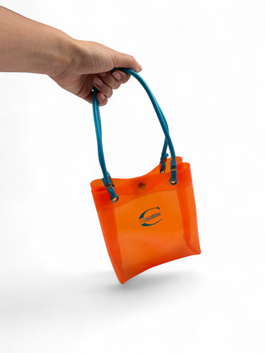 Neon orange pvc mini handbag (15x21cm)
