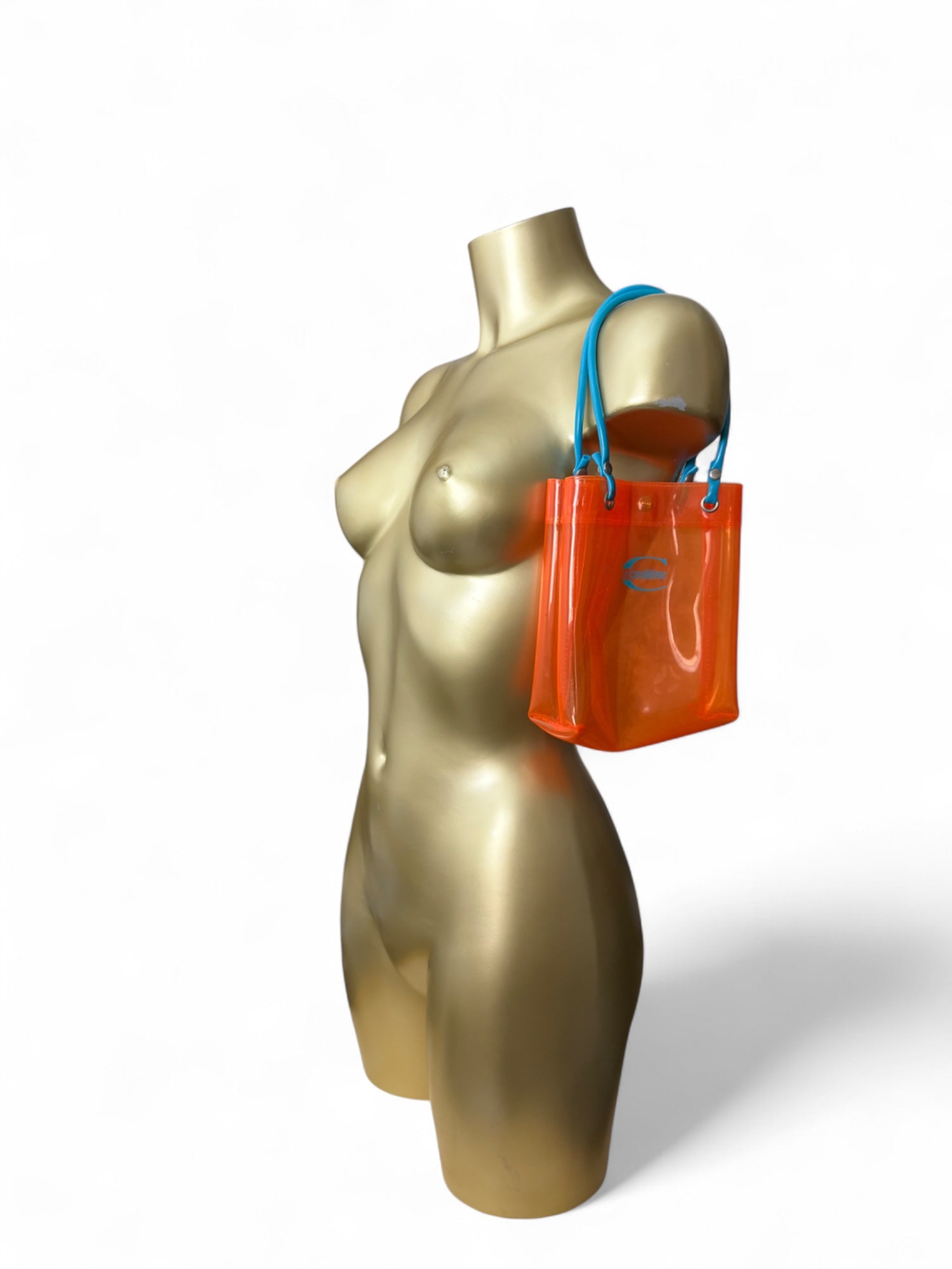 Neon orange pvc mini handbag (15x21cm)