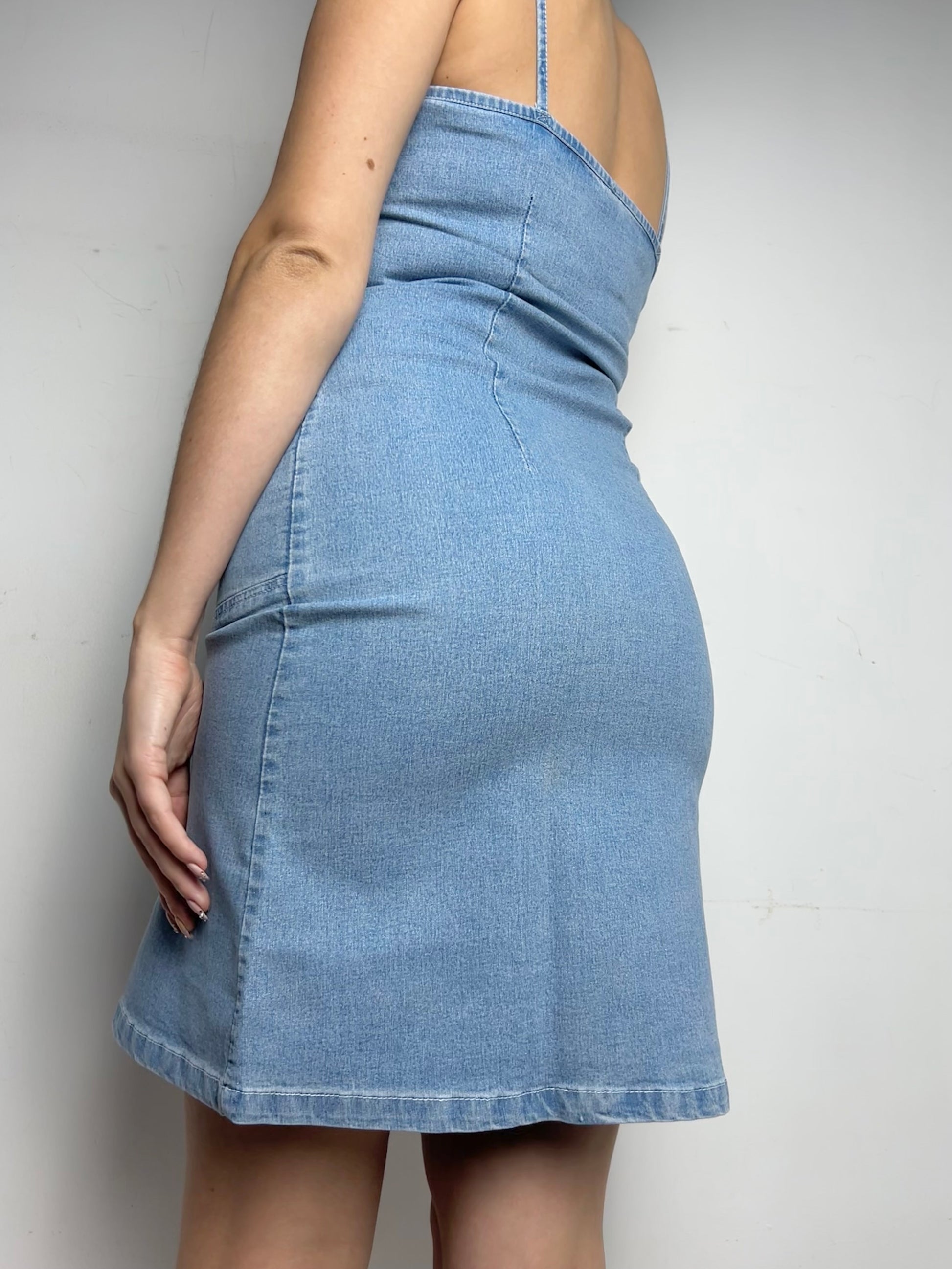 Denim jean blue Y2K vintage mini dress (S)