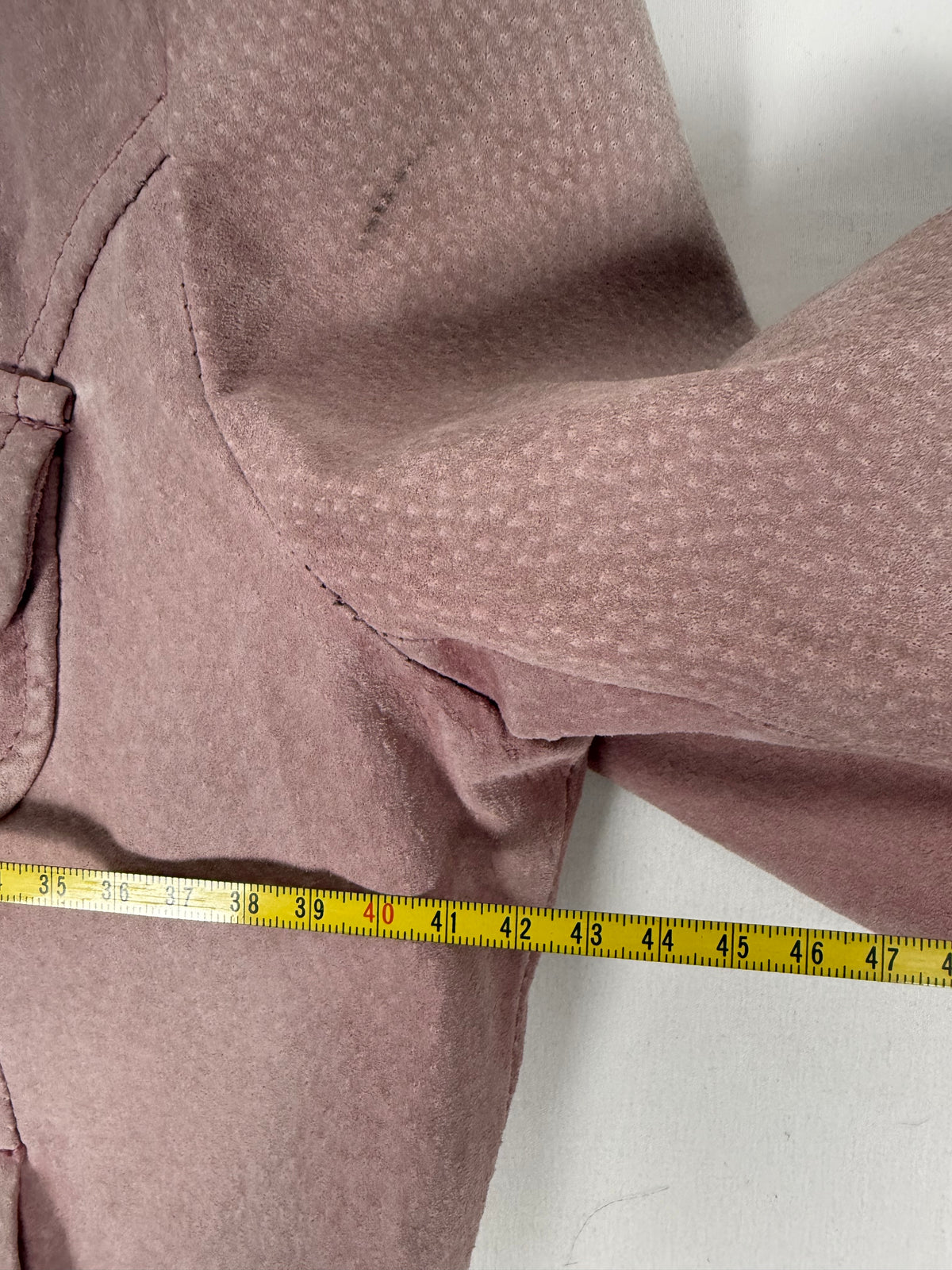 Pink real suede leather biker jacket (M)
