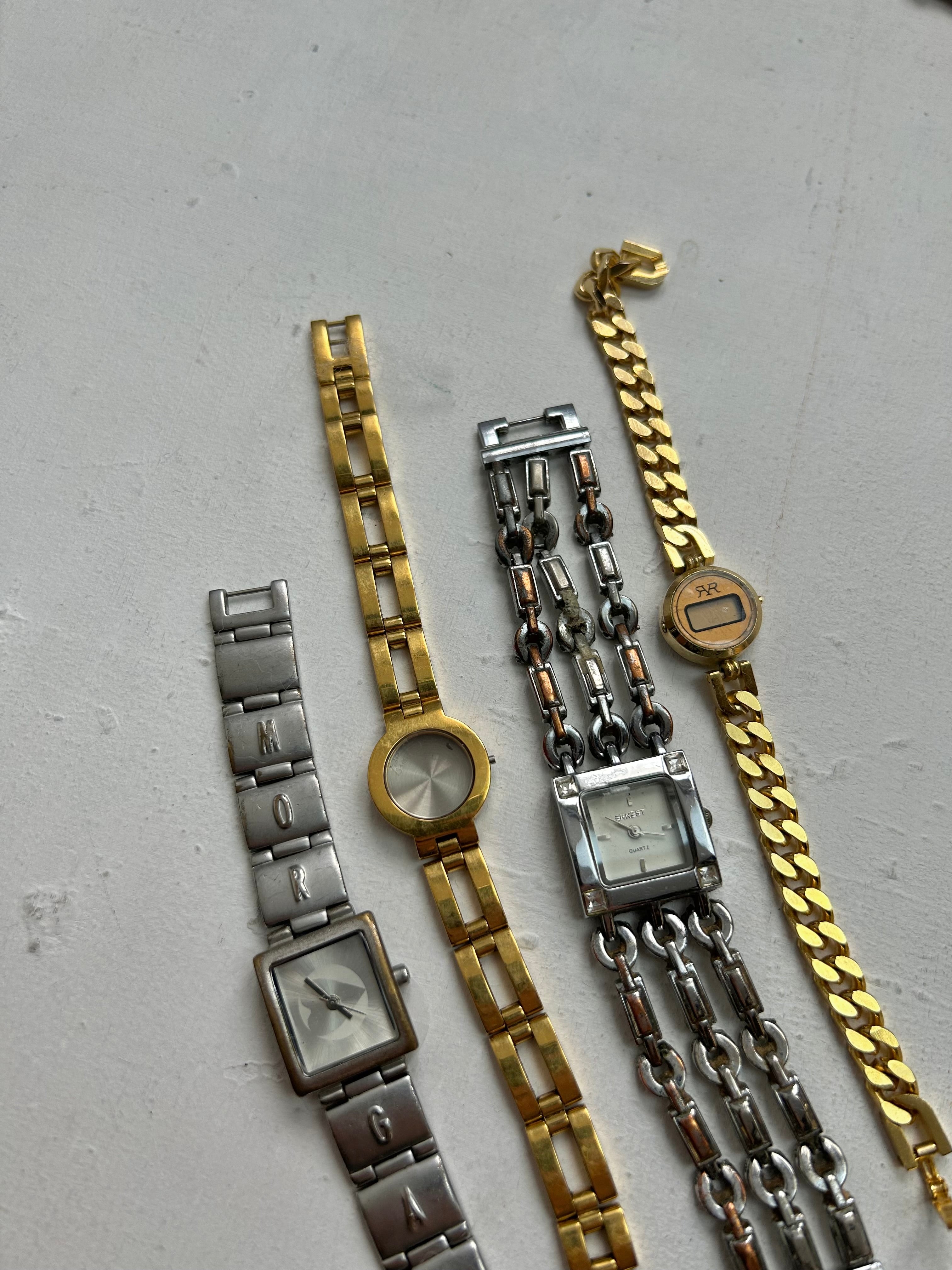 Vintage stainless steel silver adjustable bracelet watch jewelry