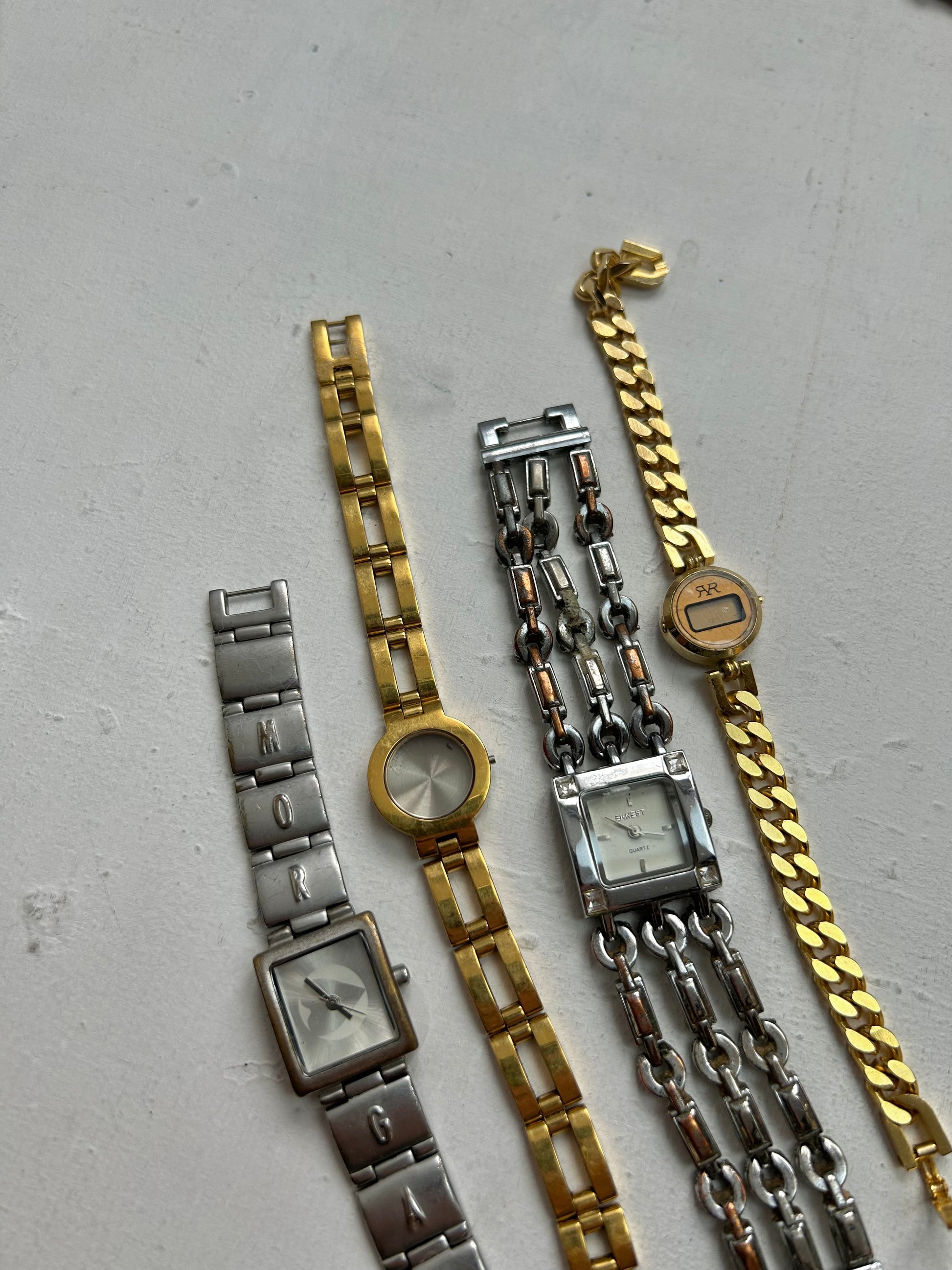 Vintage stainless steel silver adjustable bracelet watch jewelry