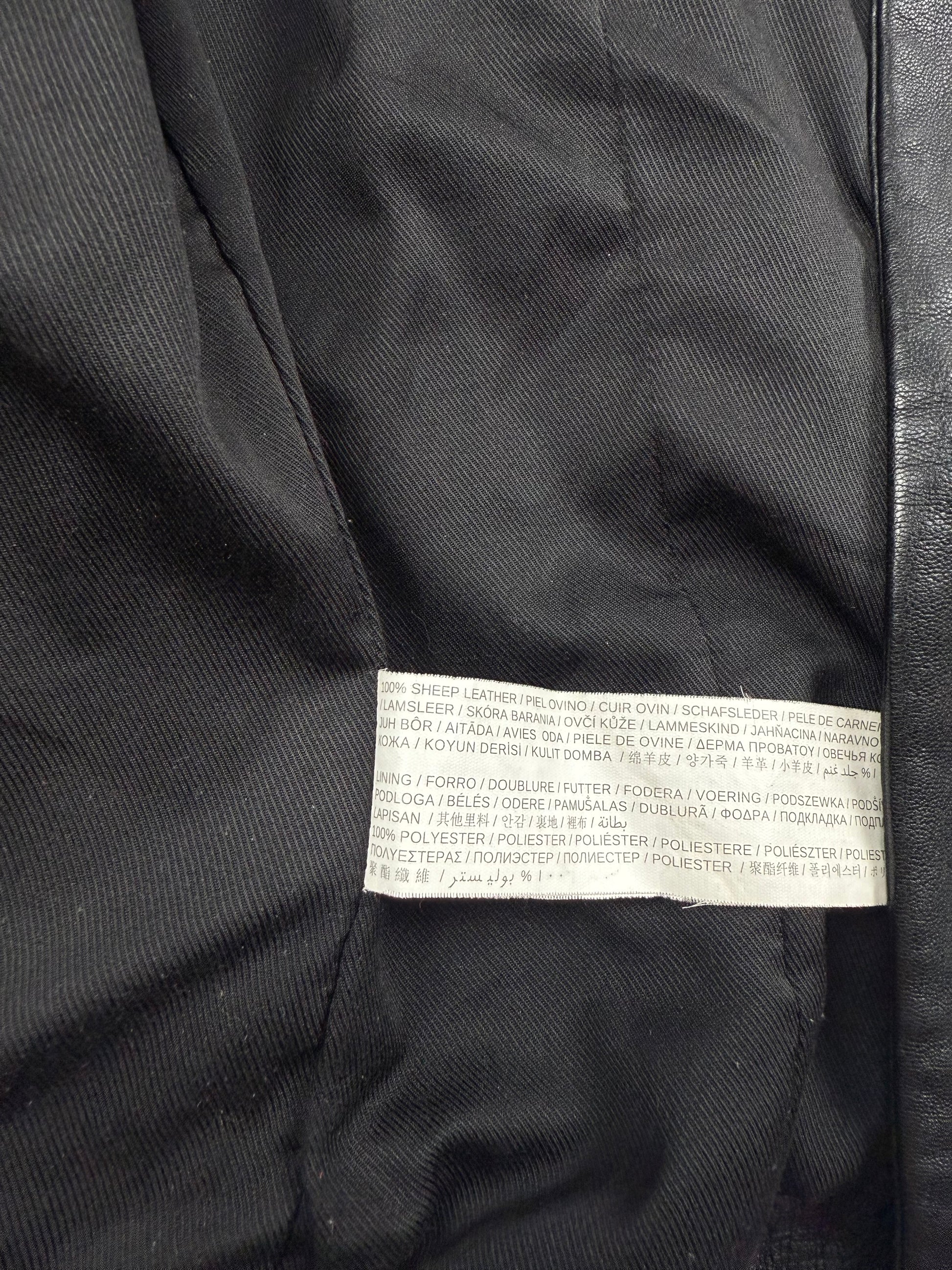 Black real leather tight fit biker jacket (XS)