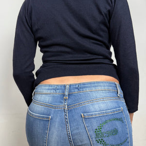 Navy flower appliquée super soft jumper (S/M)