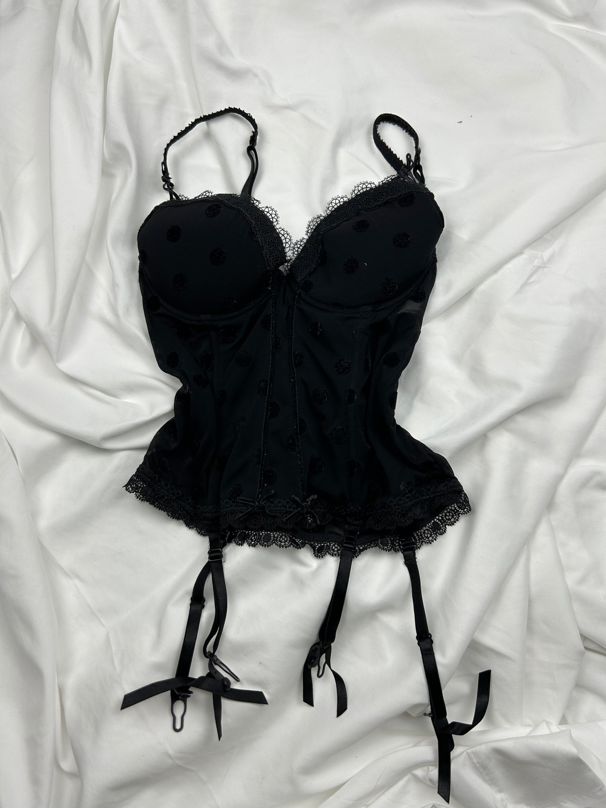 Black mesh babydoll corset top (S)