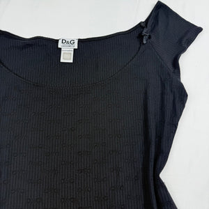 Black cotton ribbed tight fit tee (XL)