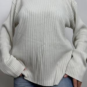 White zip up ribbed  jumper (XL)