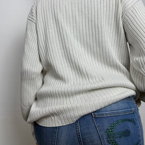 White zip up ribbed  jumper (XL)