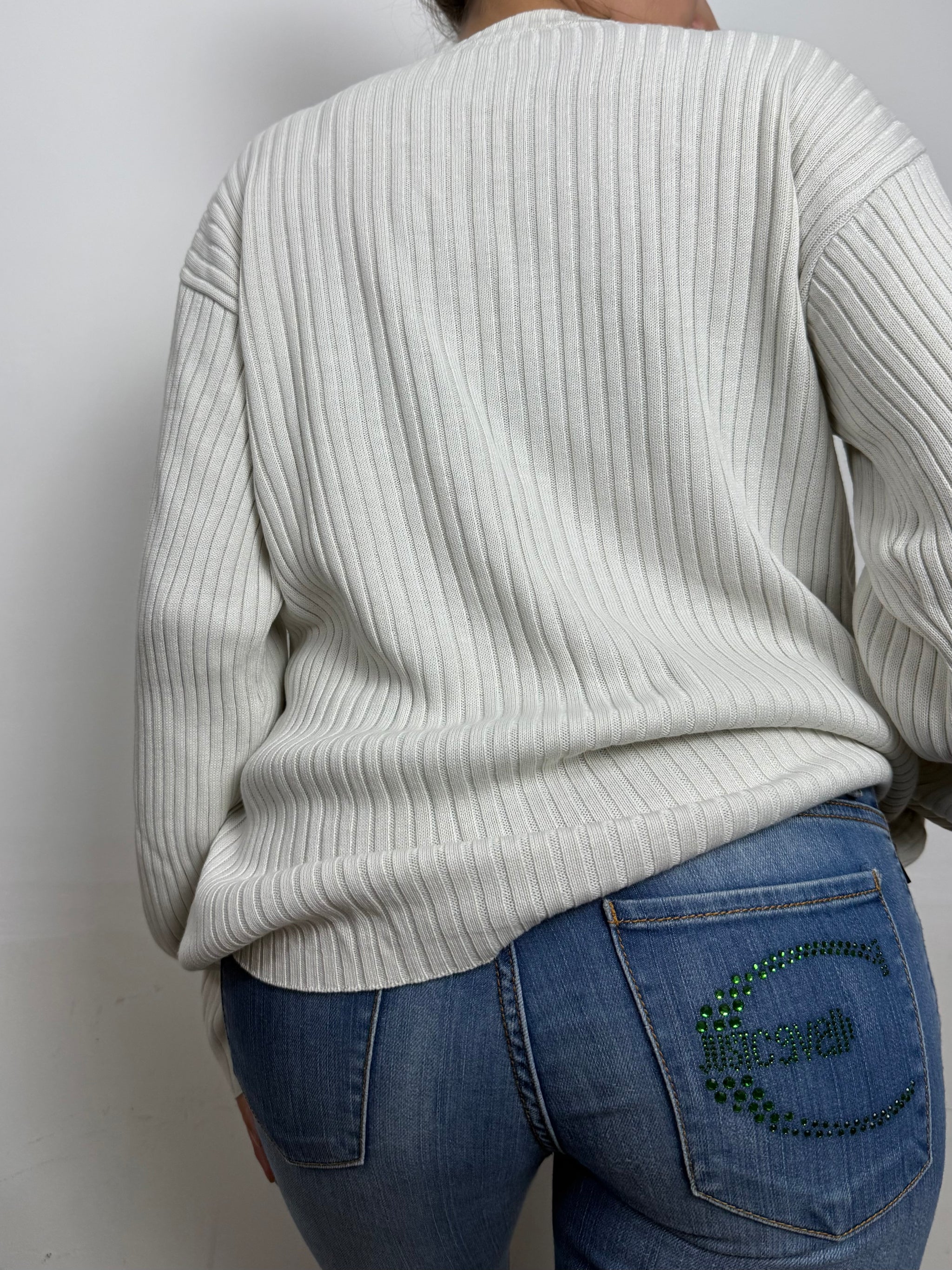 White zip up ribbed jumper (XL)