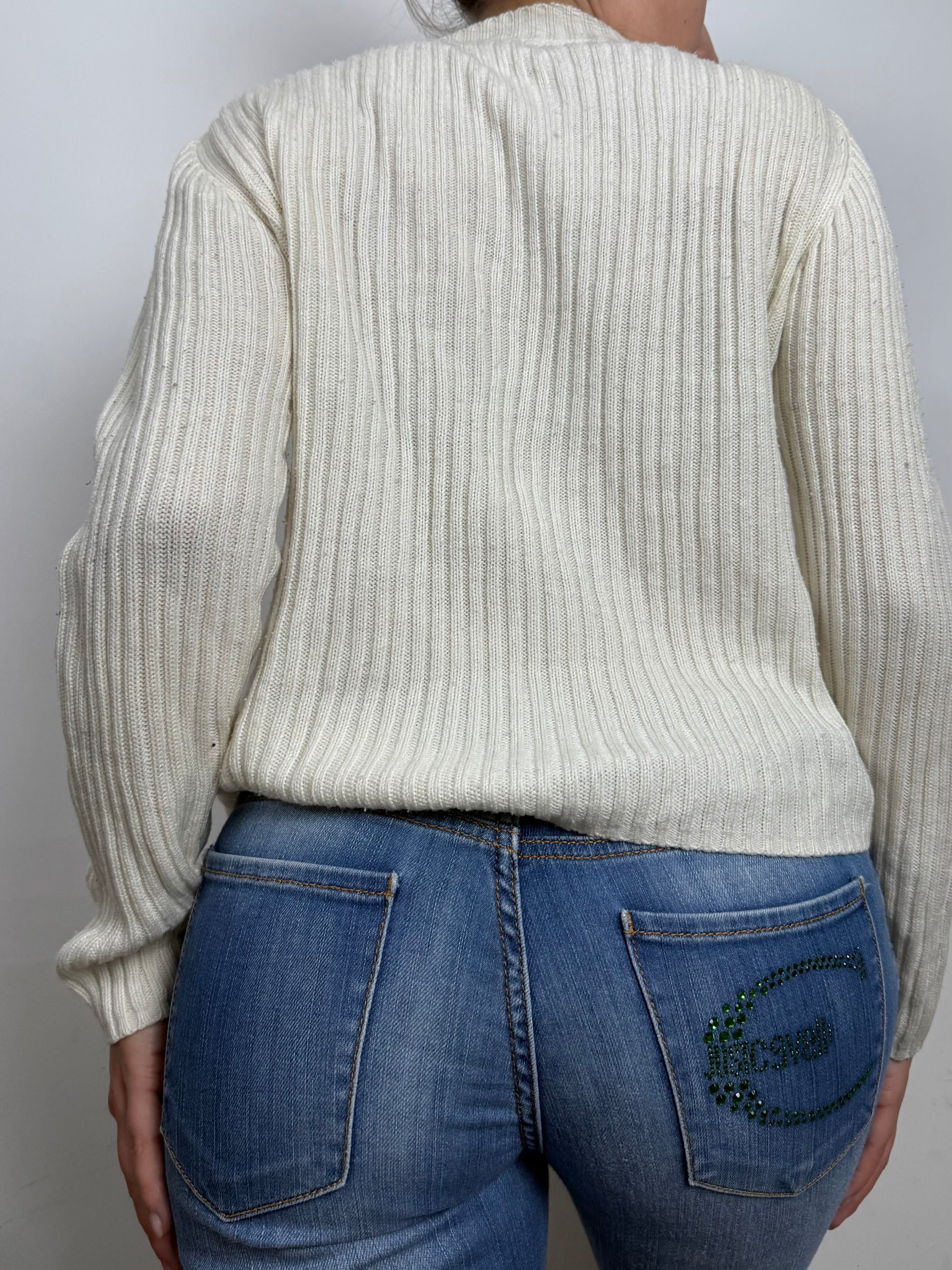 Cream zip up cardigan  jumper (M/L)