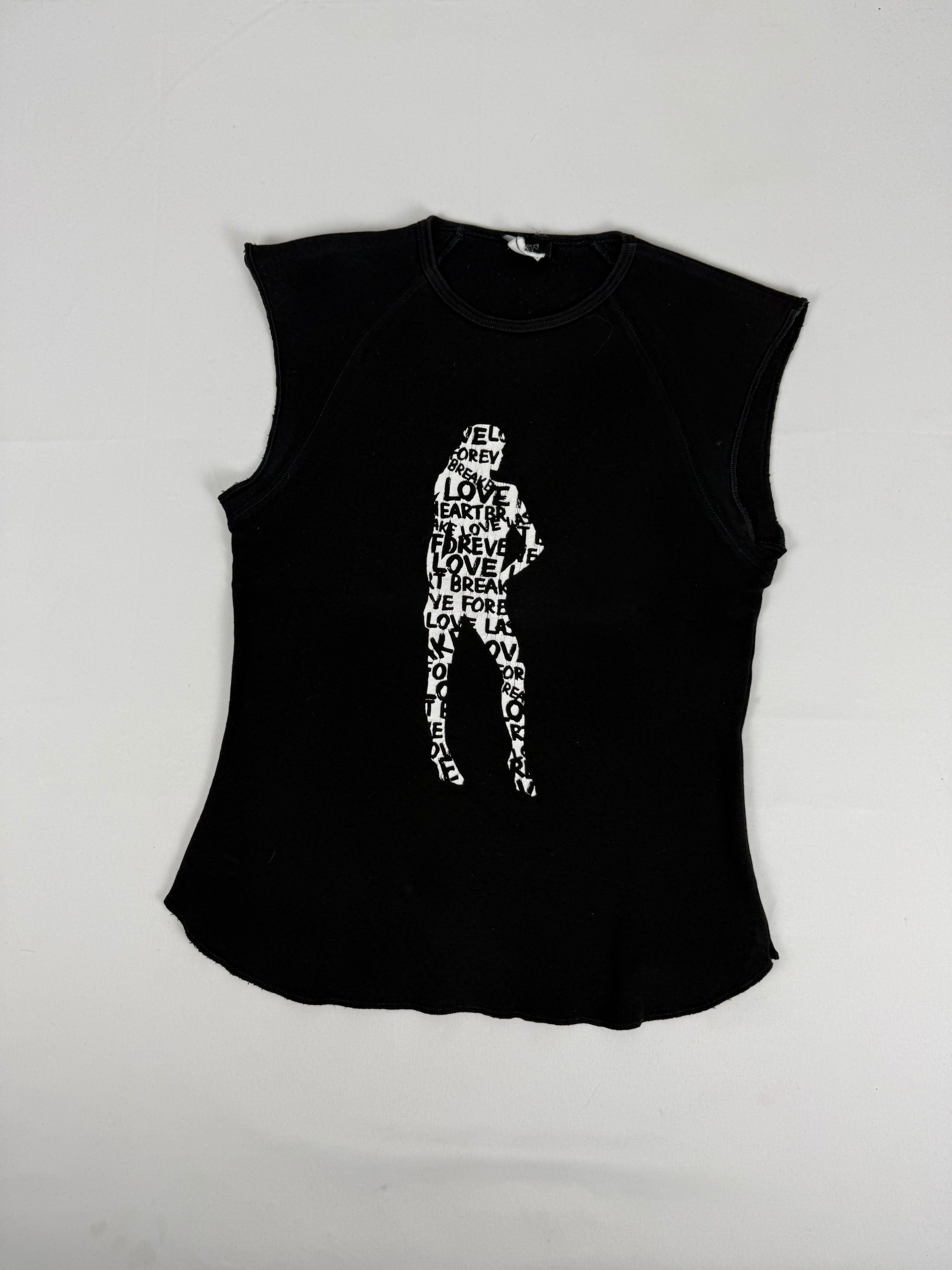 Black graphic cotton top (M)