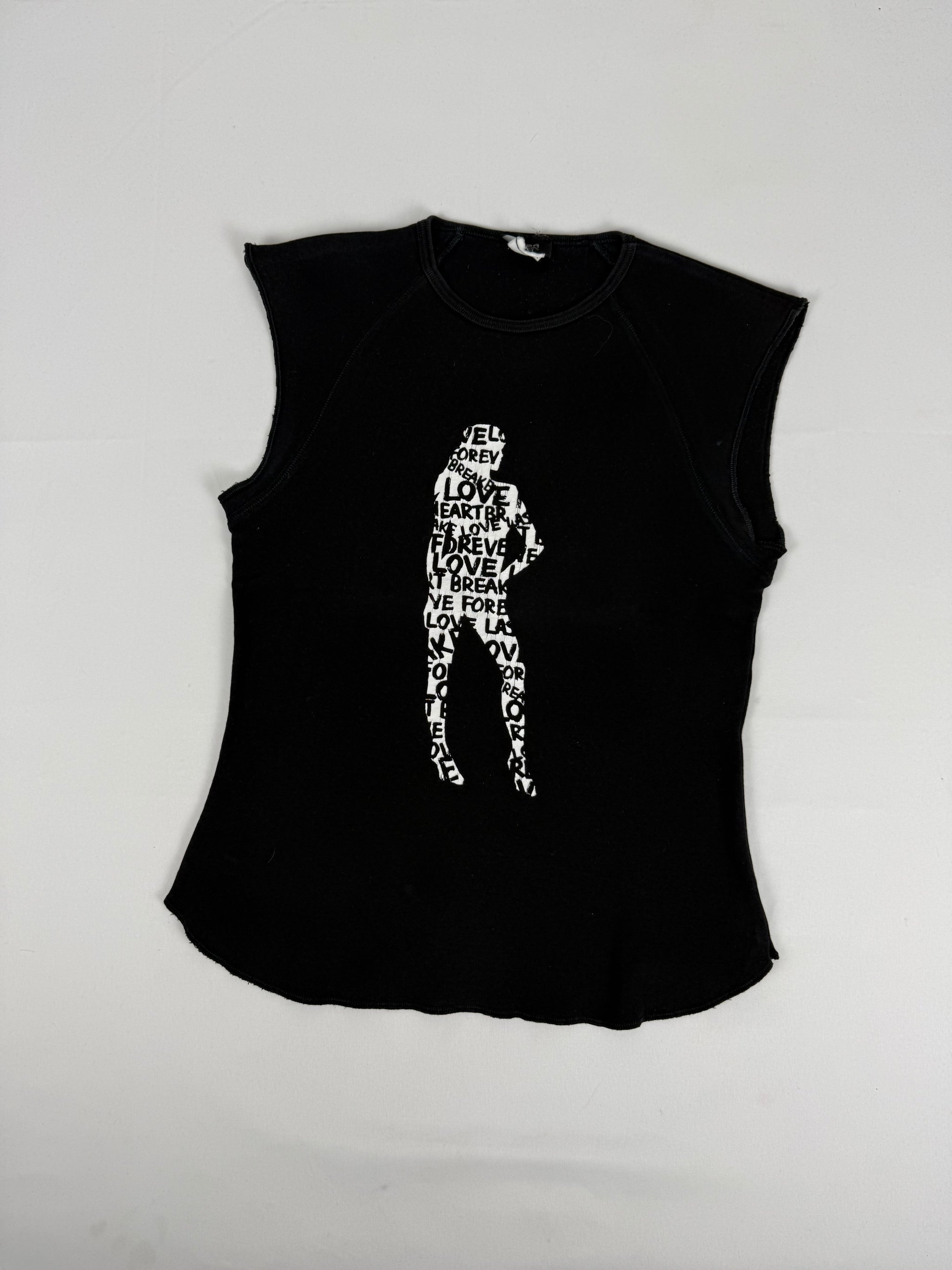 Black graphic cotton top (M)