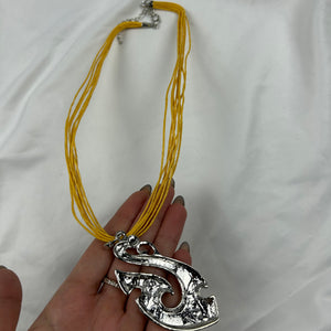 Yellow cord boho necklace + earrings set