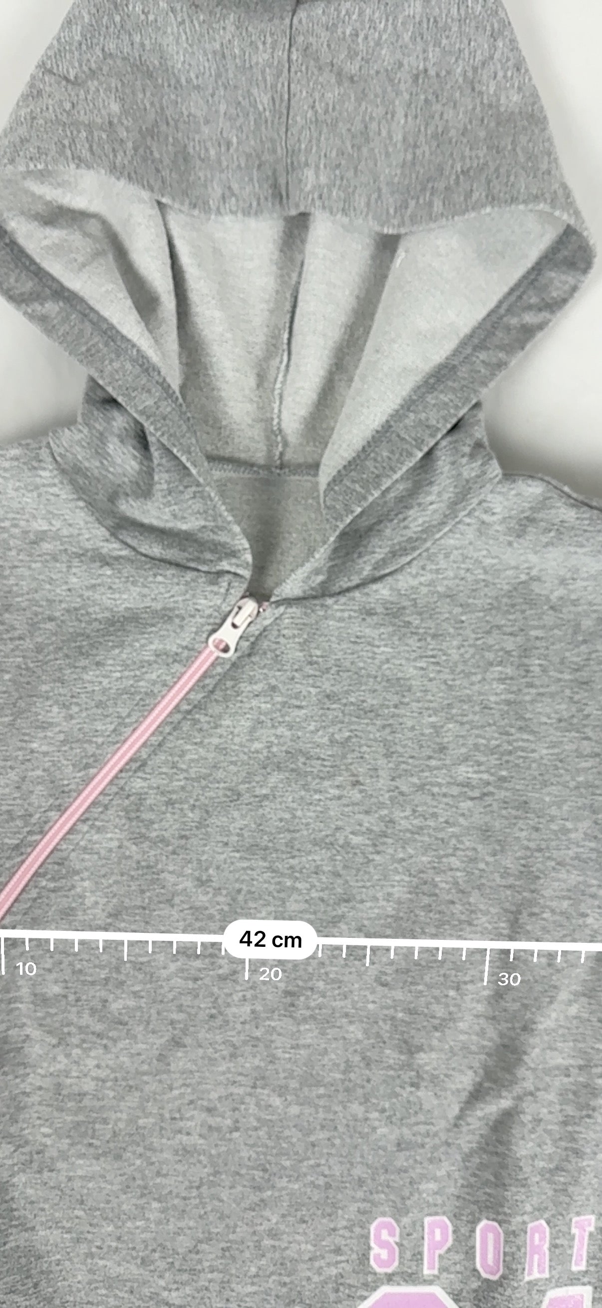 Grey asymmetric zip up cotton hoodie (L)
