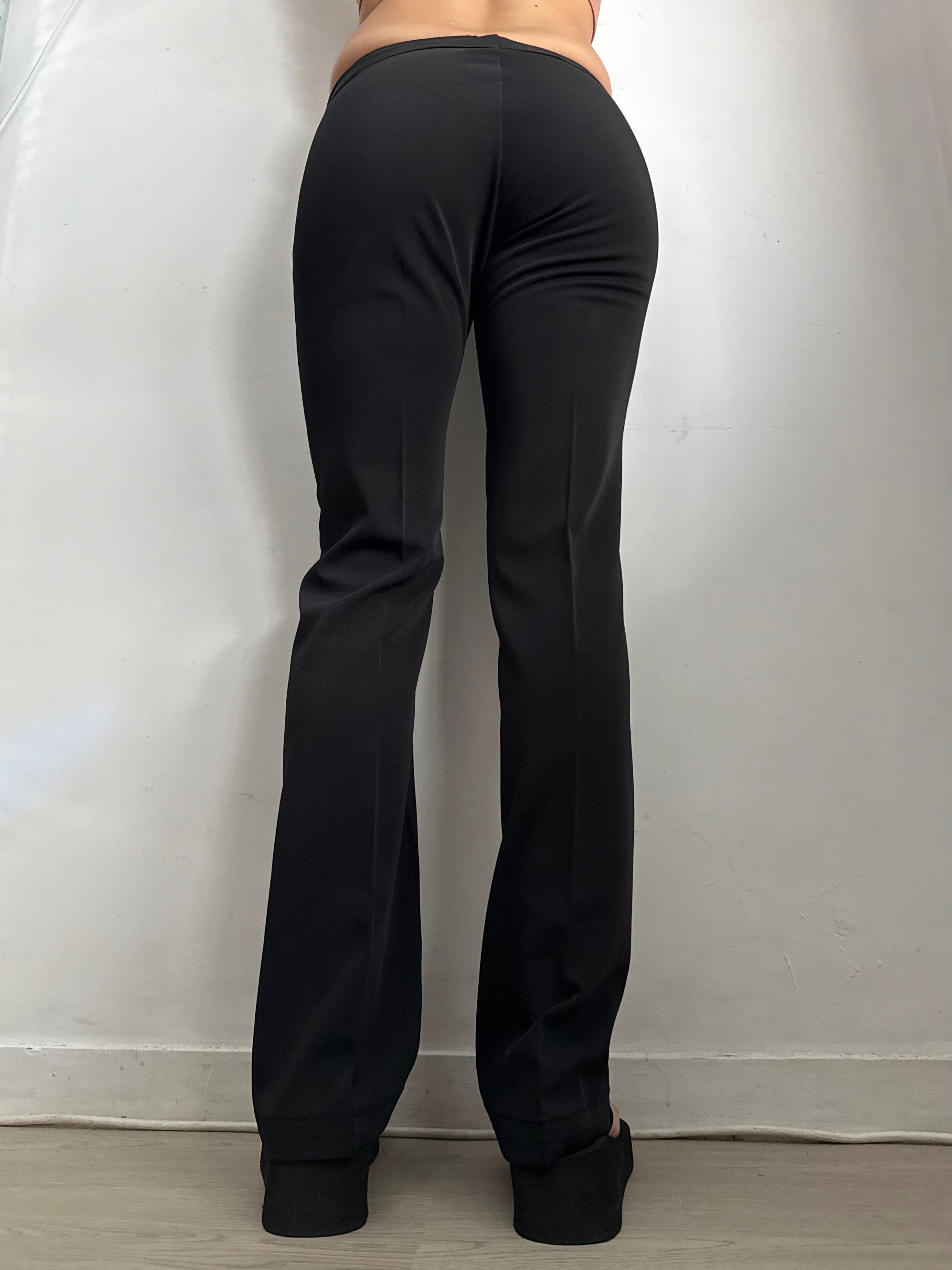 Black low rise flare office belt pants (S/M)