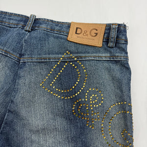 Blue denim low rise mid short (M)