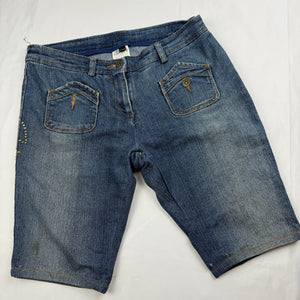 Blue denim low rise mid short (M)