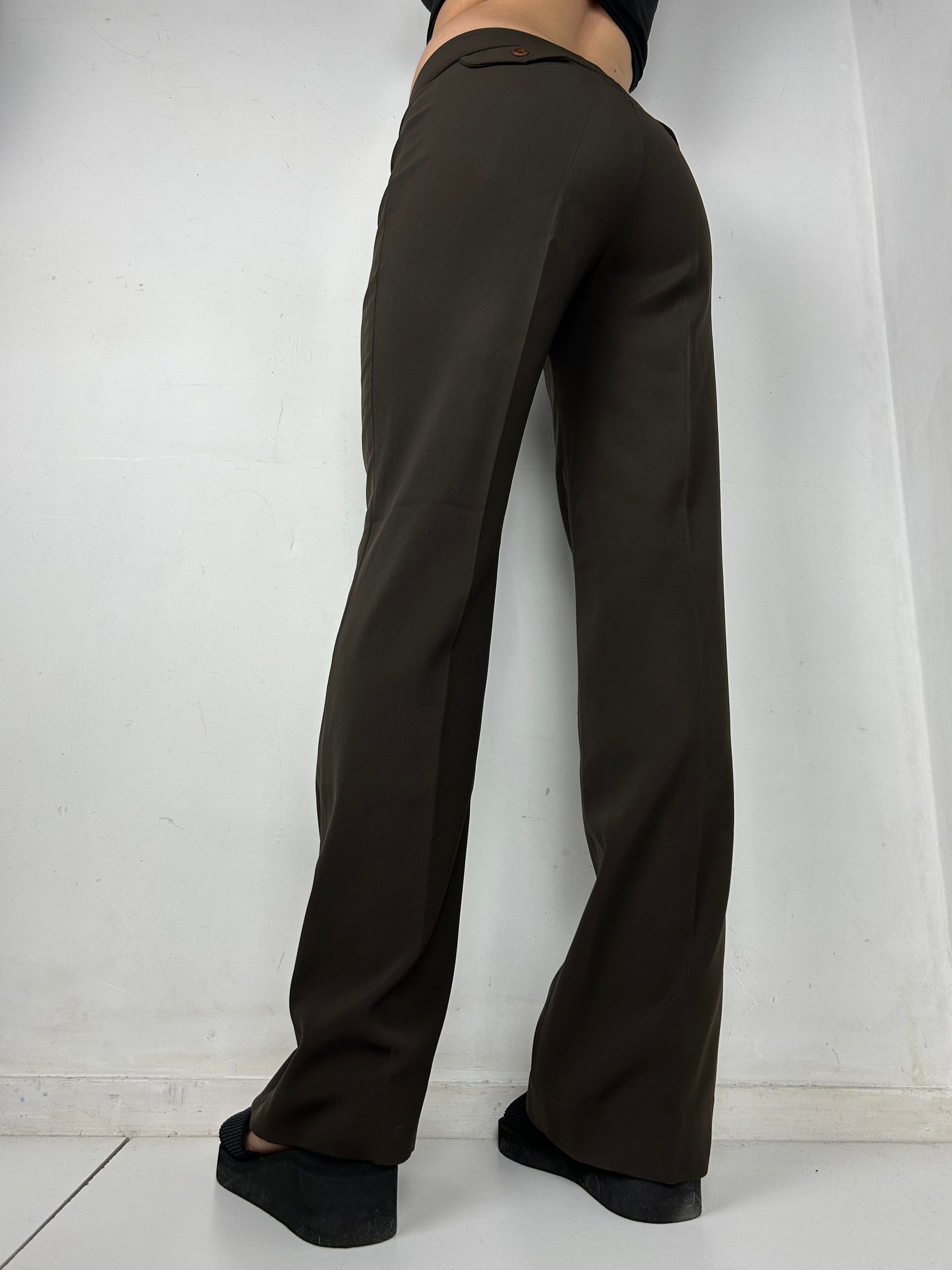 Brown low rise office bootcut pants (S)