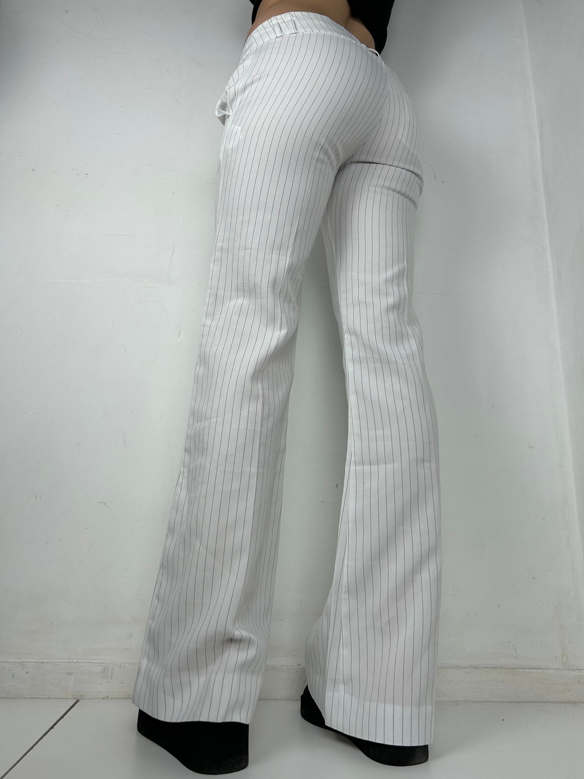 White striped low rise office pants (XS)