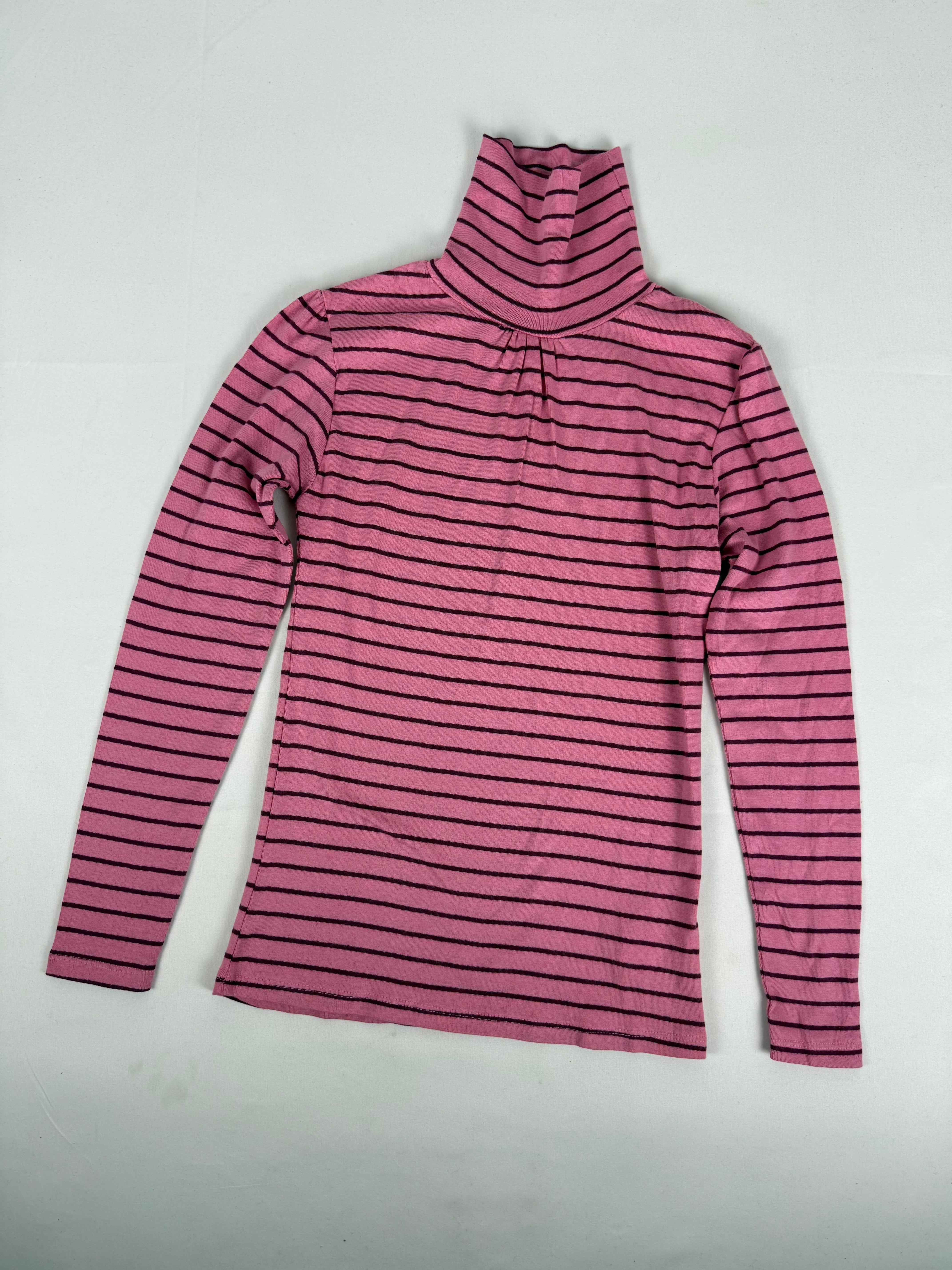 Pink striped turtleneck long sleeves top (XS)
