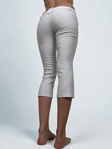 White low rise stretchy capri pants (S)