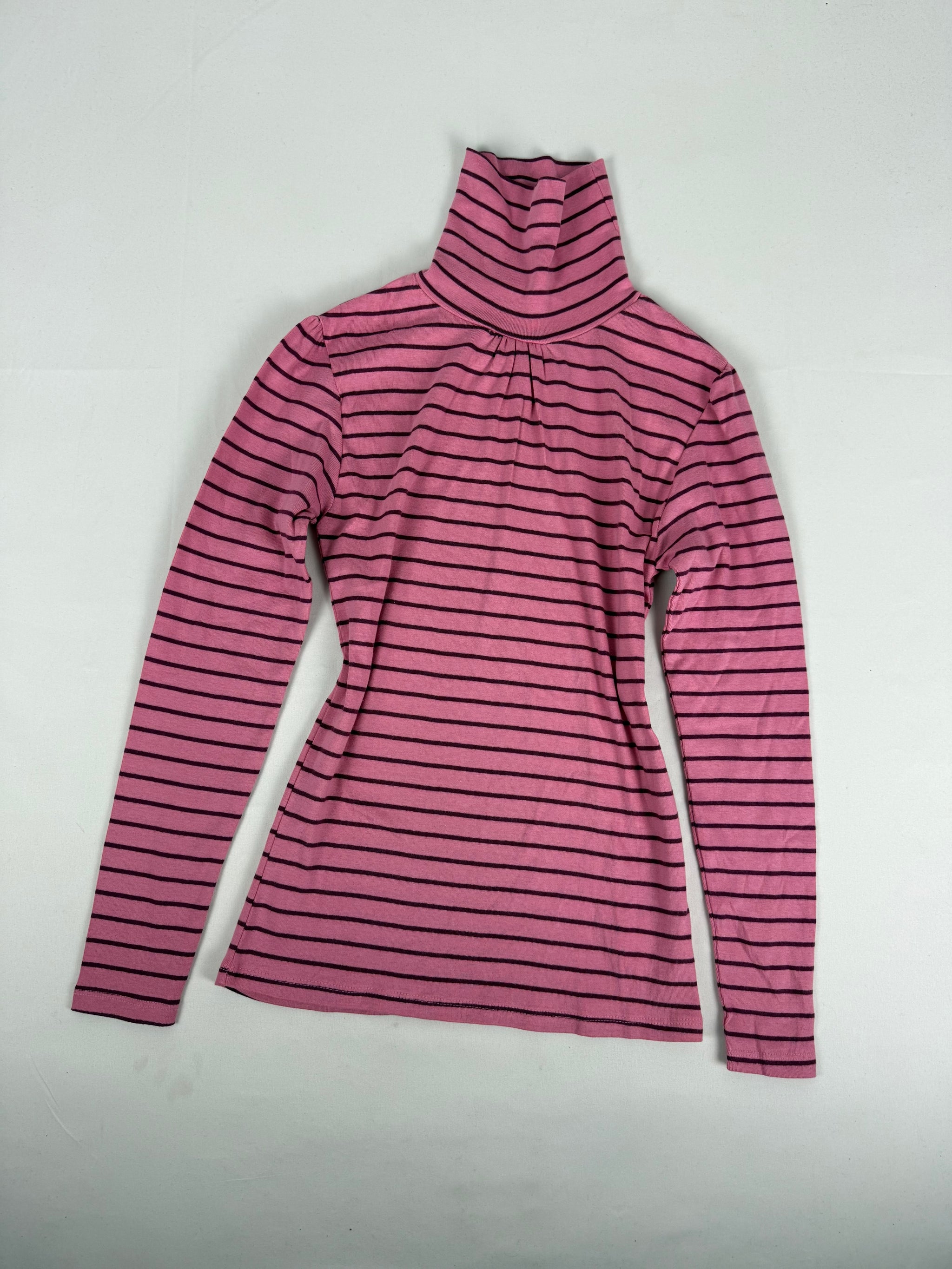 Pink striped turtleneck long sleeves top (XS)