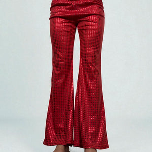 Red low rise leggings flare pants (S)