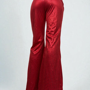 Red low rise leggings flare pants (S)