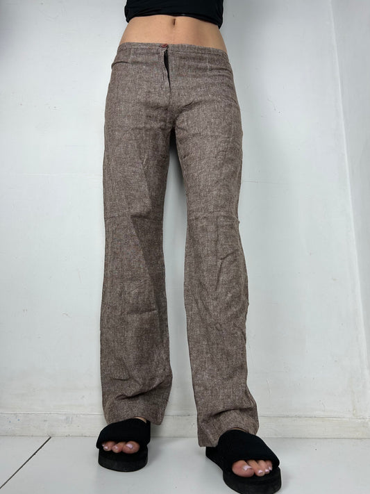 Beige low rise office bootcut pants (S)