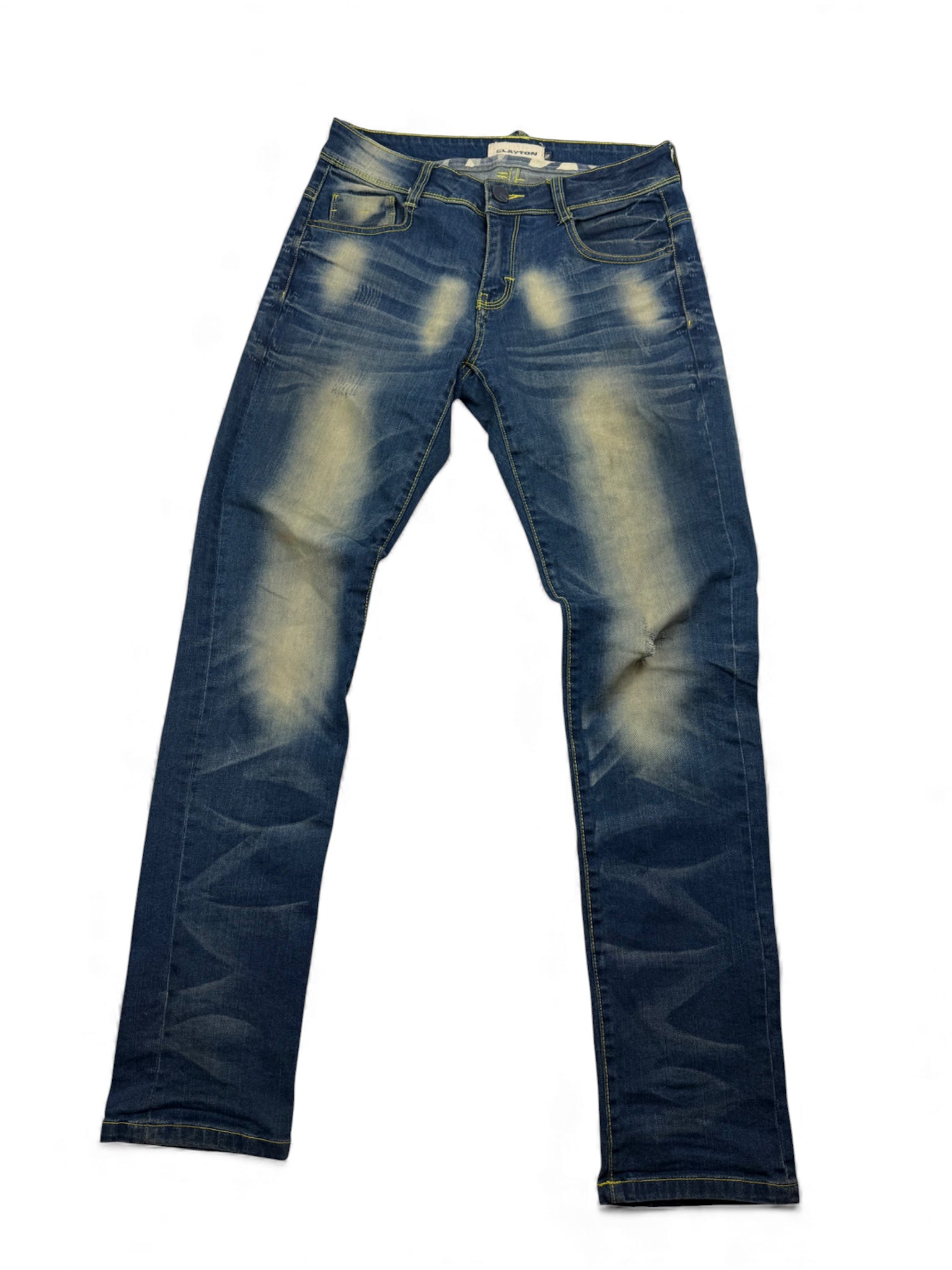 Blue denim low rise straight legs pants (S/M)