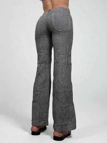 Grey linen low rise flare pants (XS/S)