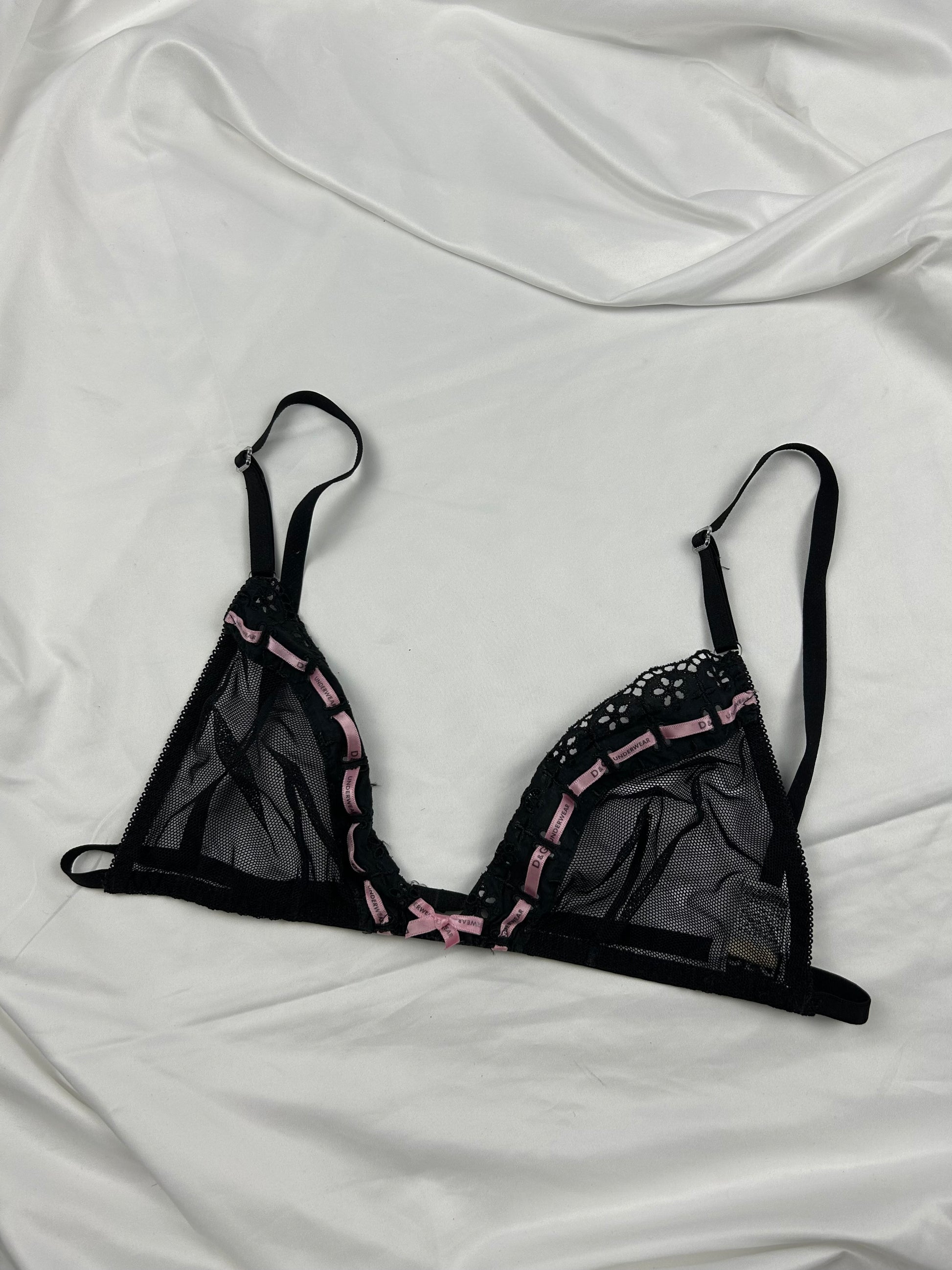 Black logo ruban mesh bra