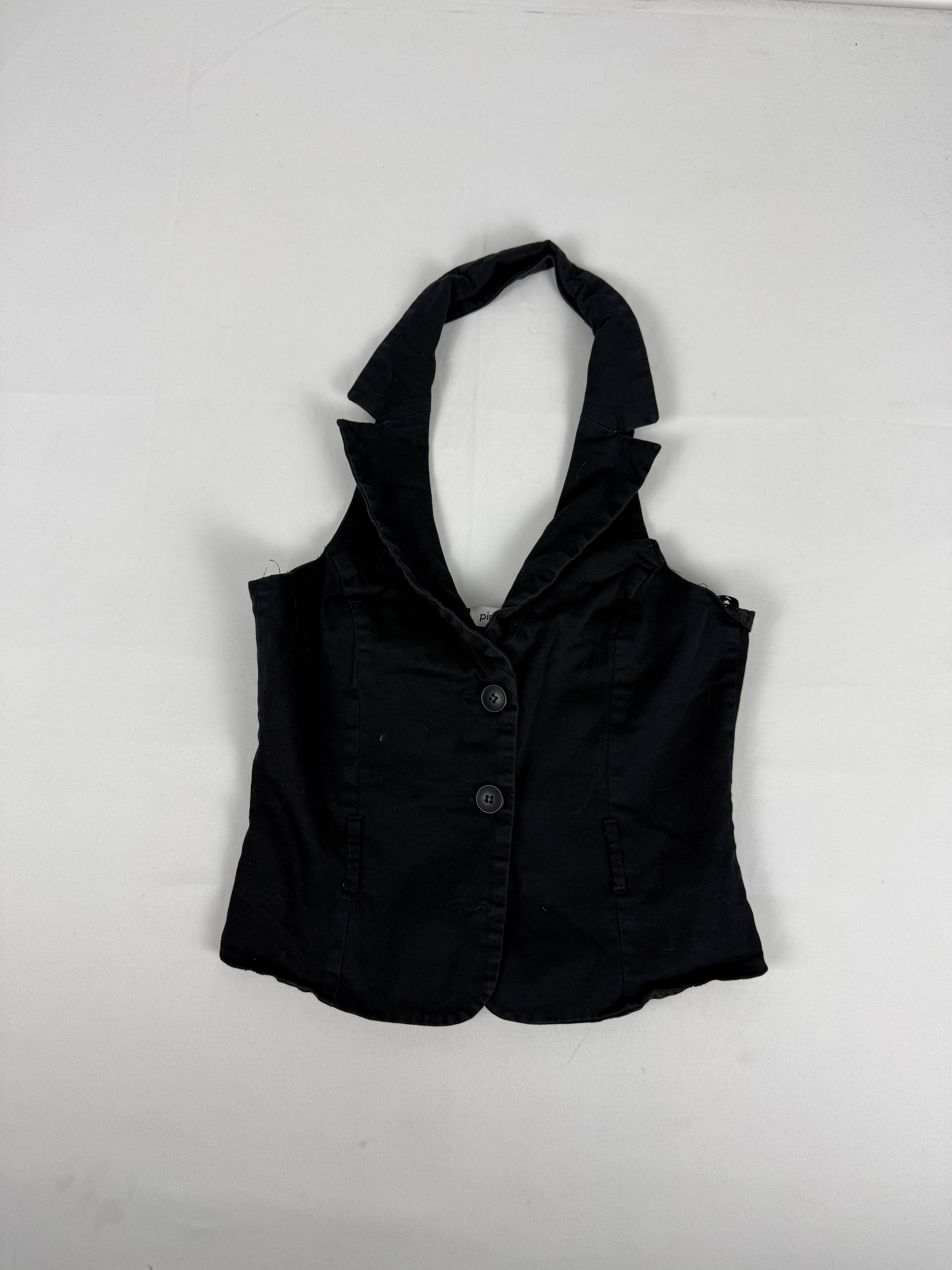 Black waistcoat cotton top (S)