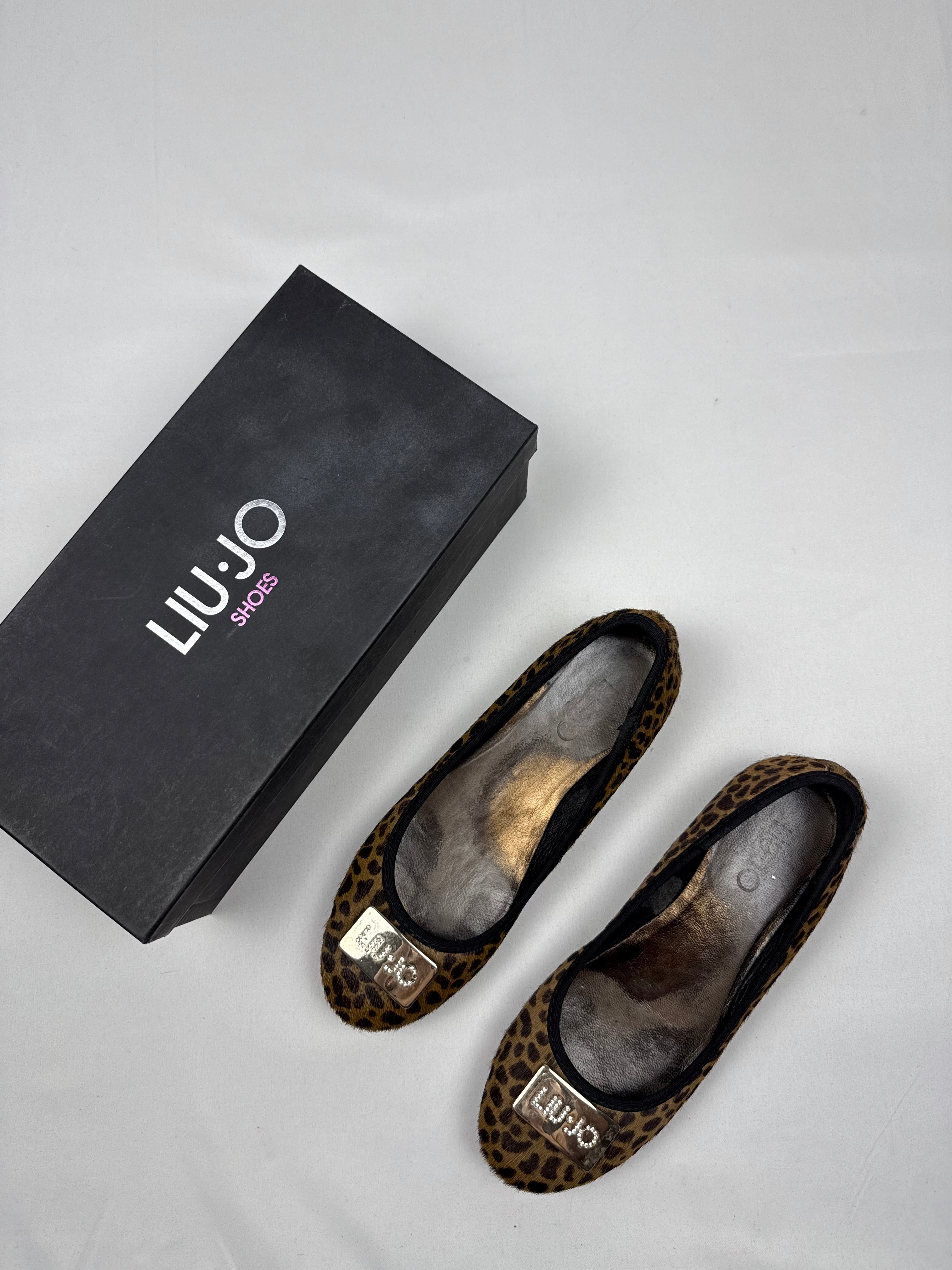 Animal print faux fur ballet flat shoes (36)