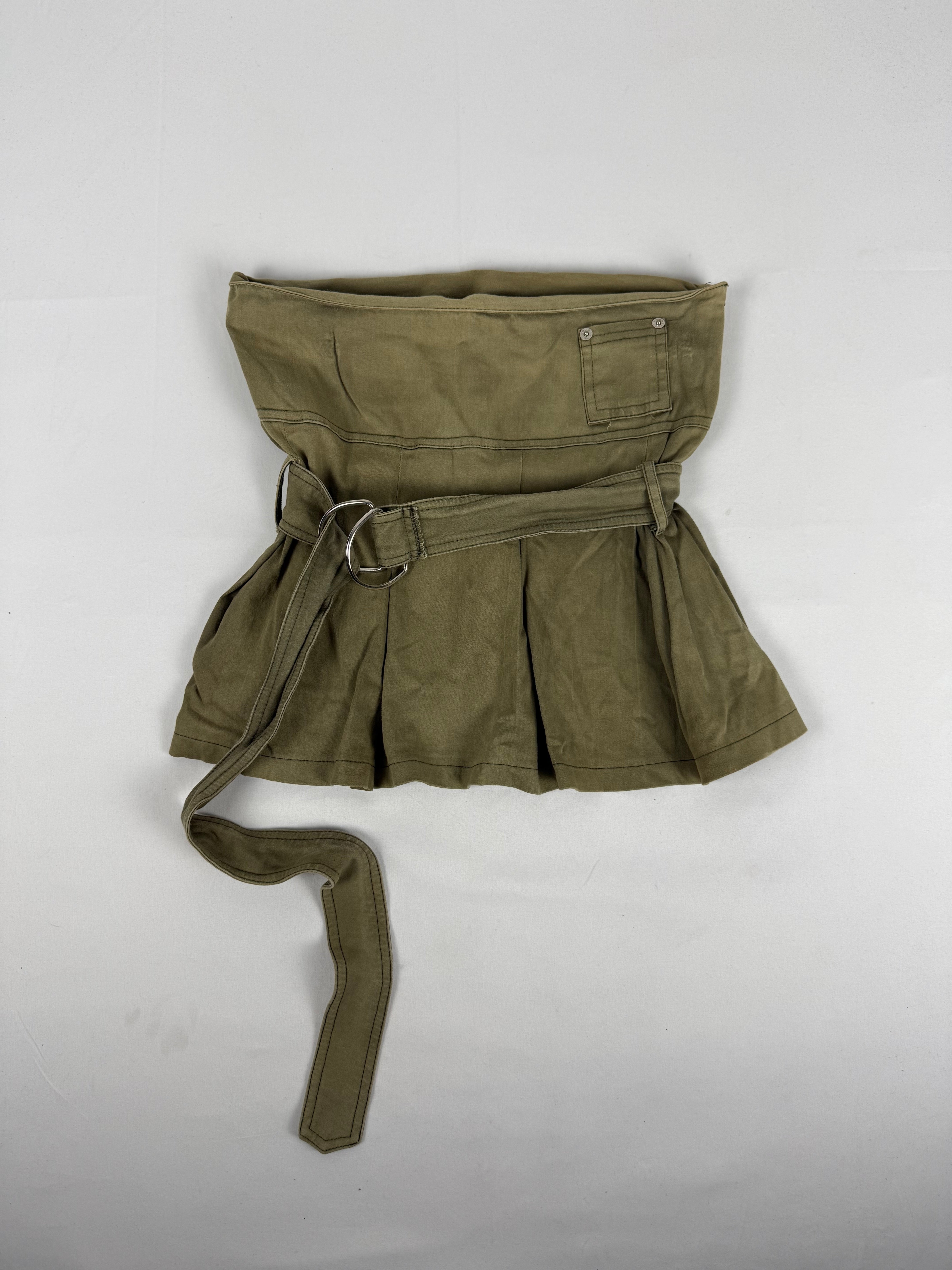 Khaki denim 2 in 1 tube top mini skirt (M)