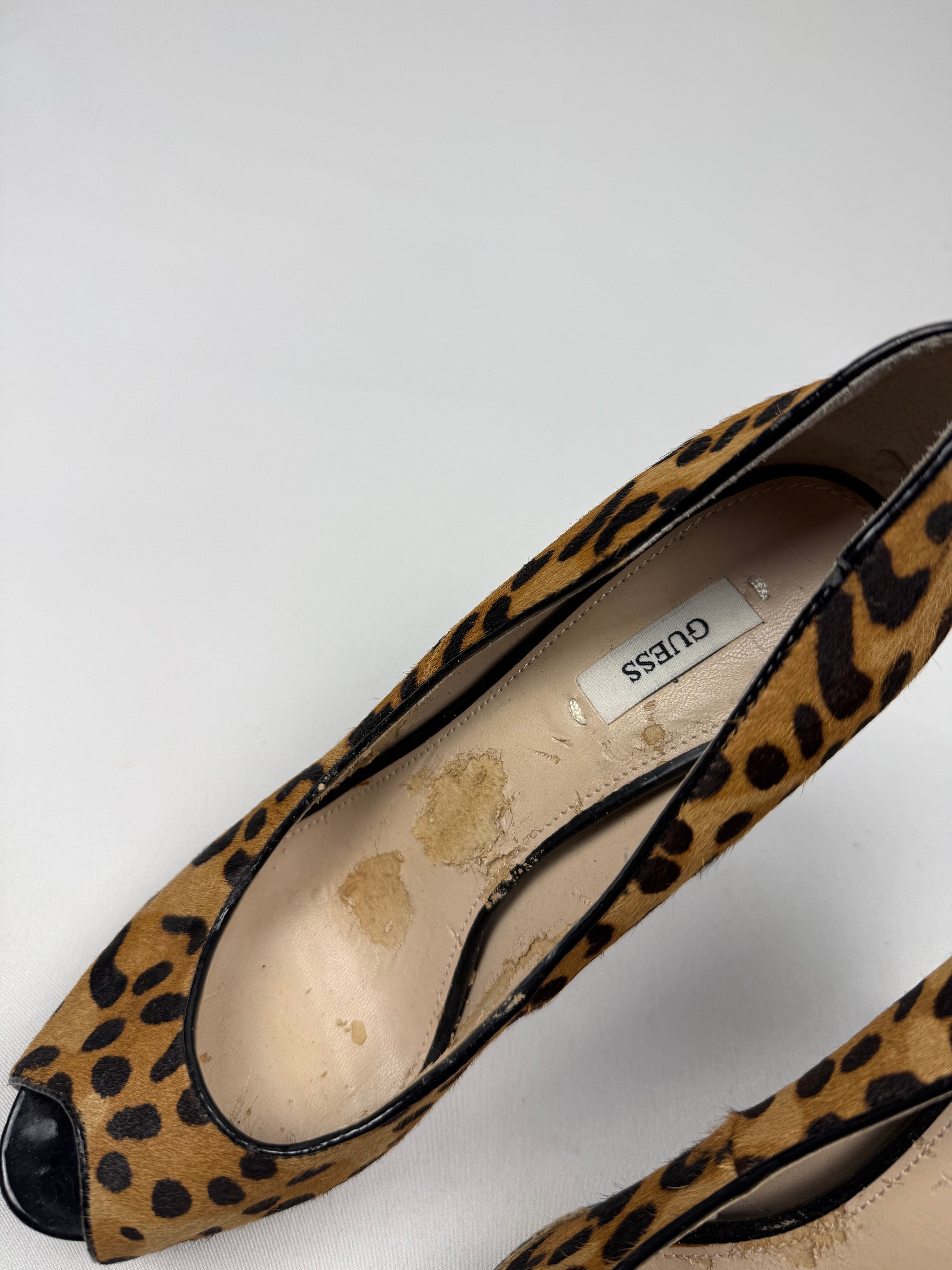 Animal print faux fur open toes heels (38)