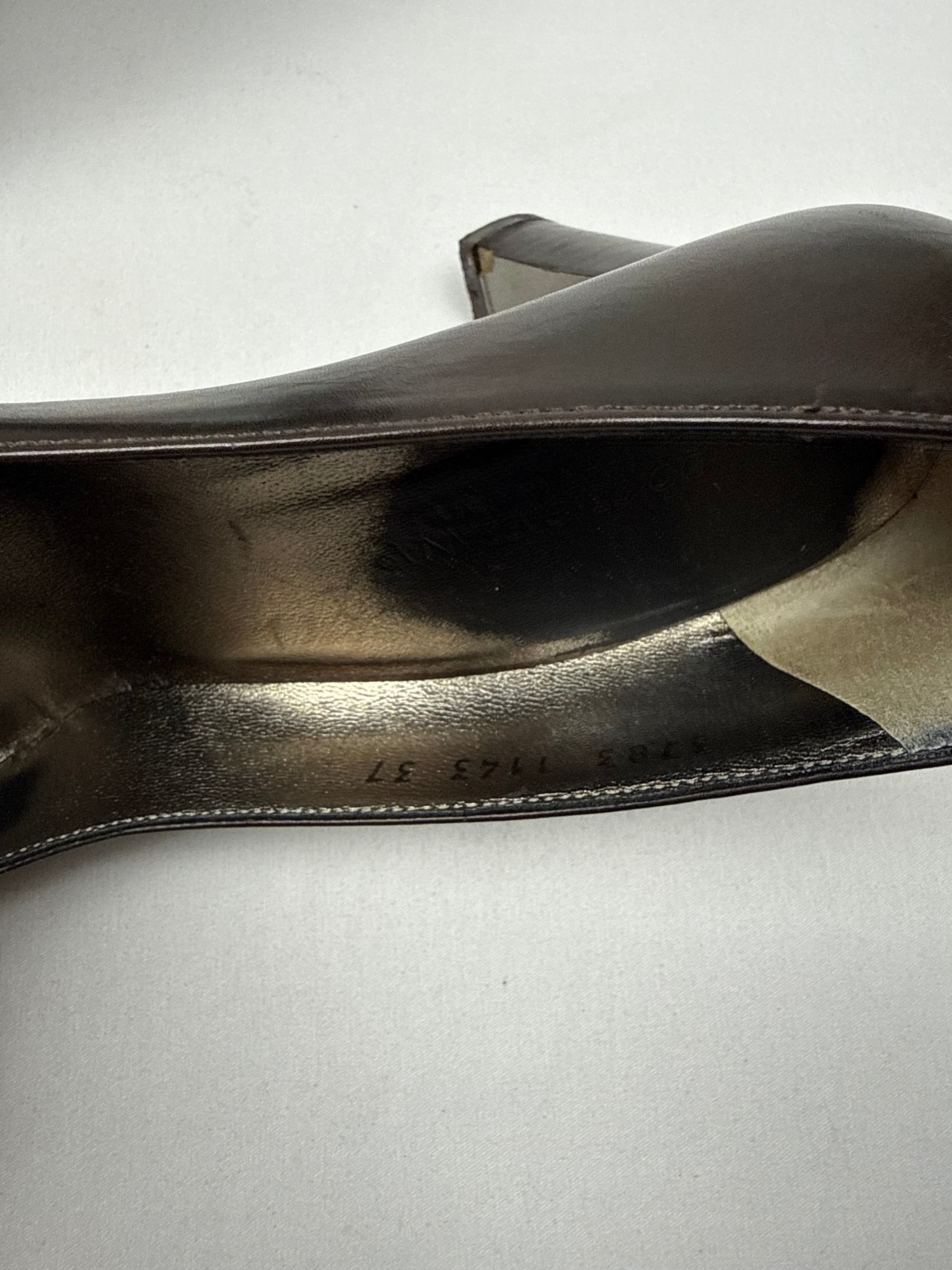 Brown leather square toes heels (37)