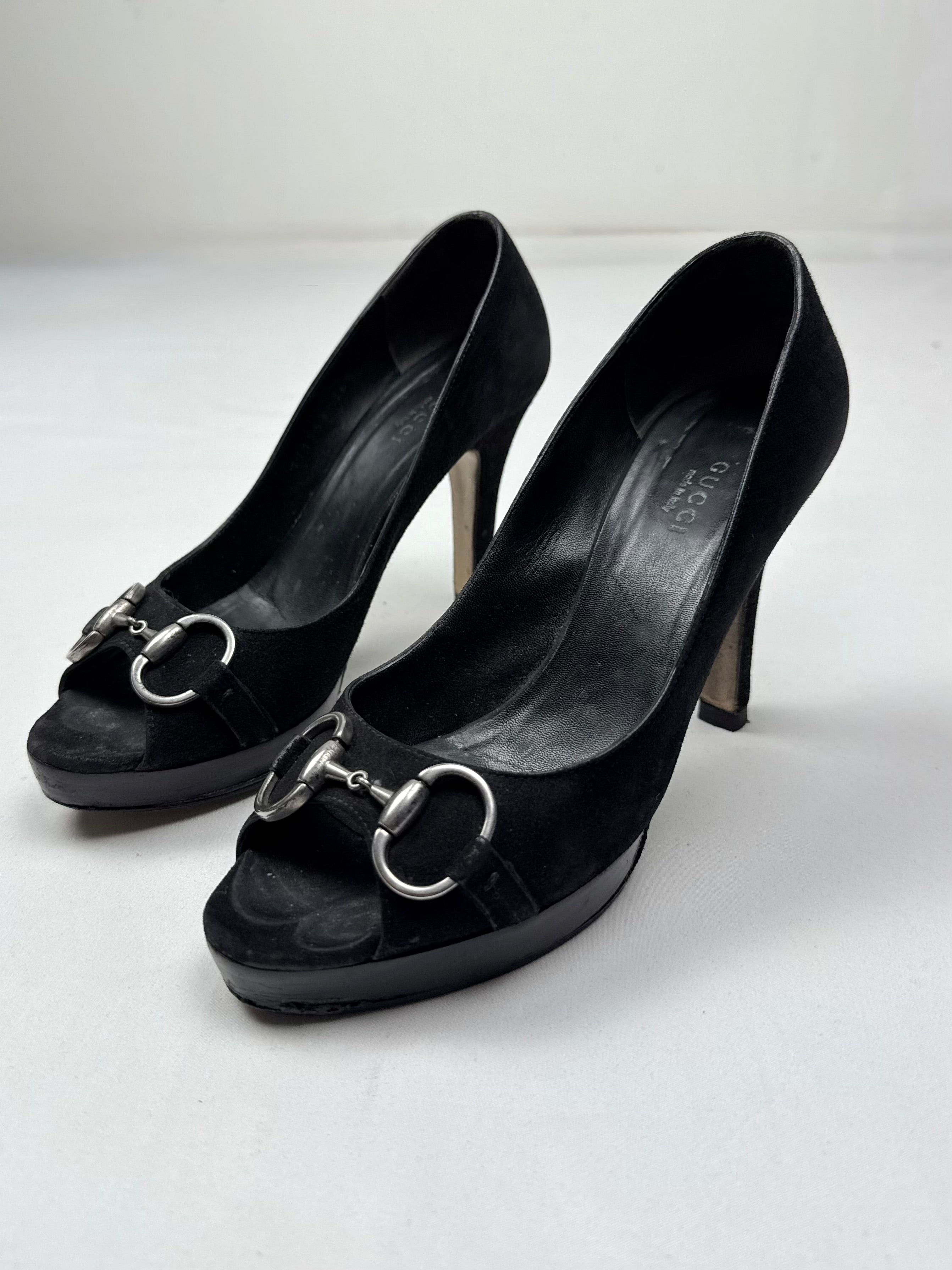 Black velvet open toes heels (36.5)
