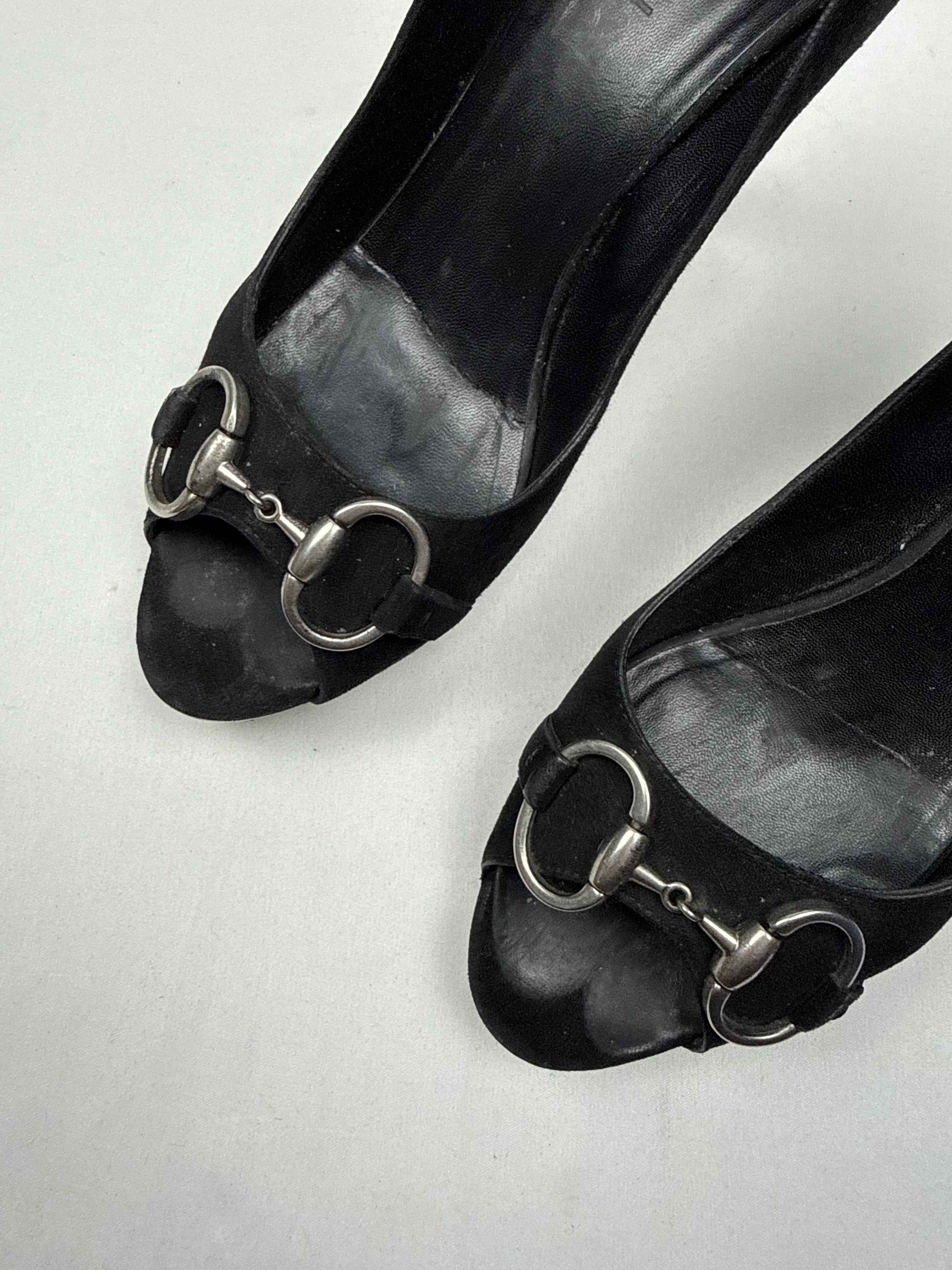 Black velvet open toes heels (36.5)