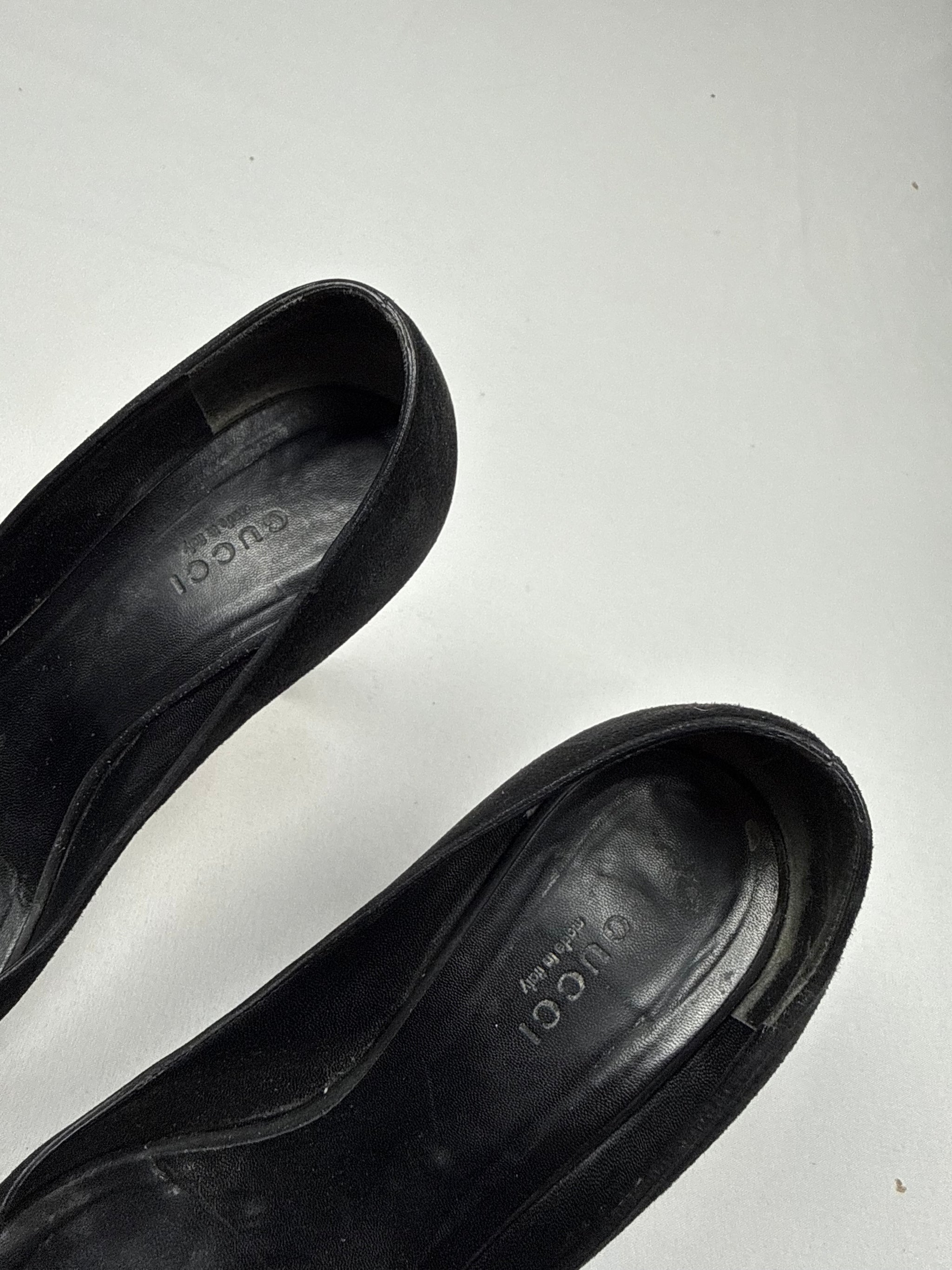 Black velvet open toes heels (36.5)