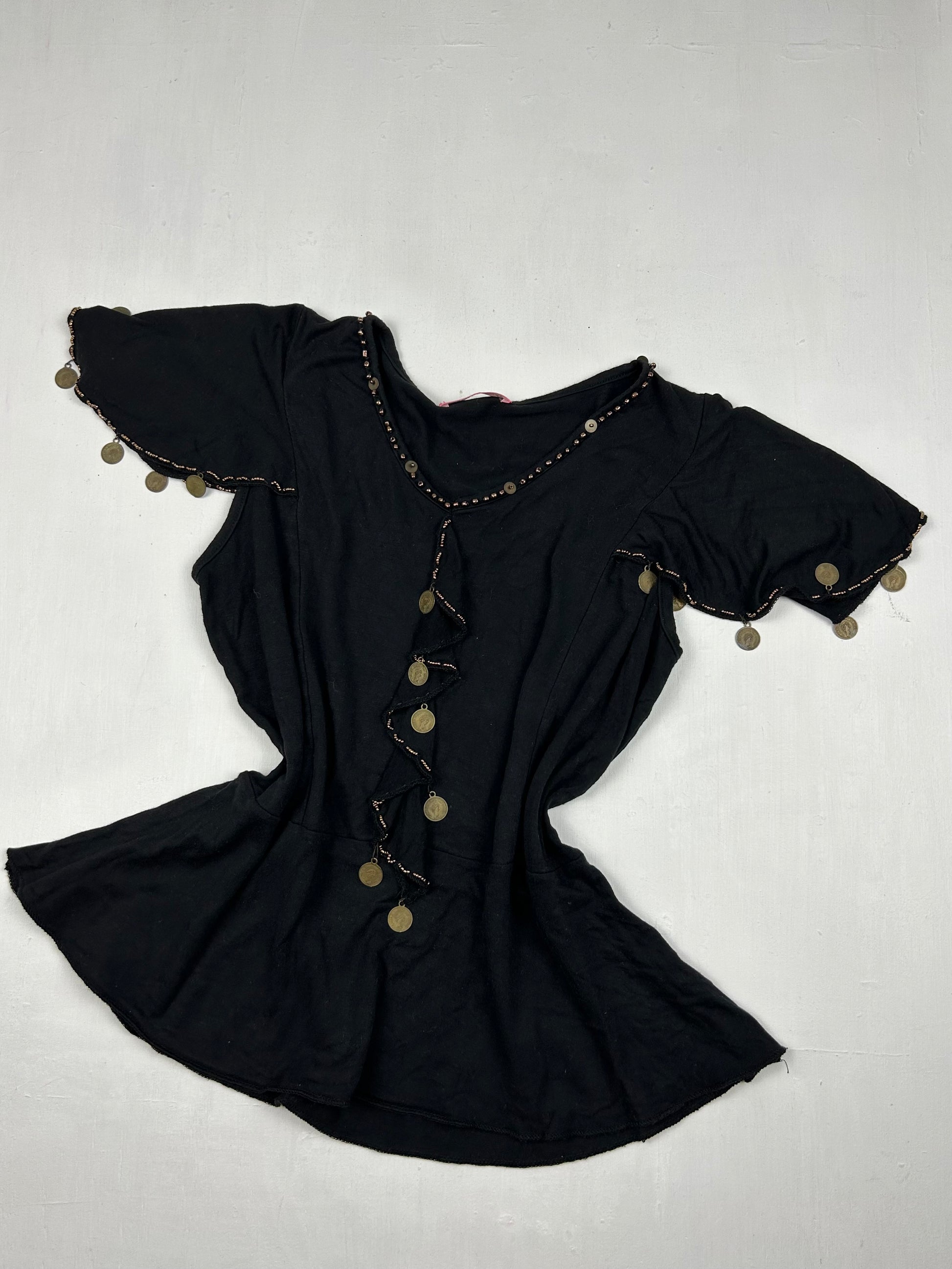 Black pearls cotton tee (S/M)