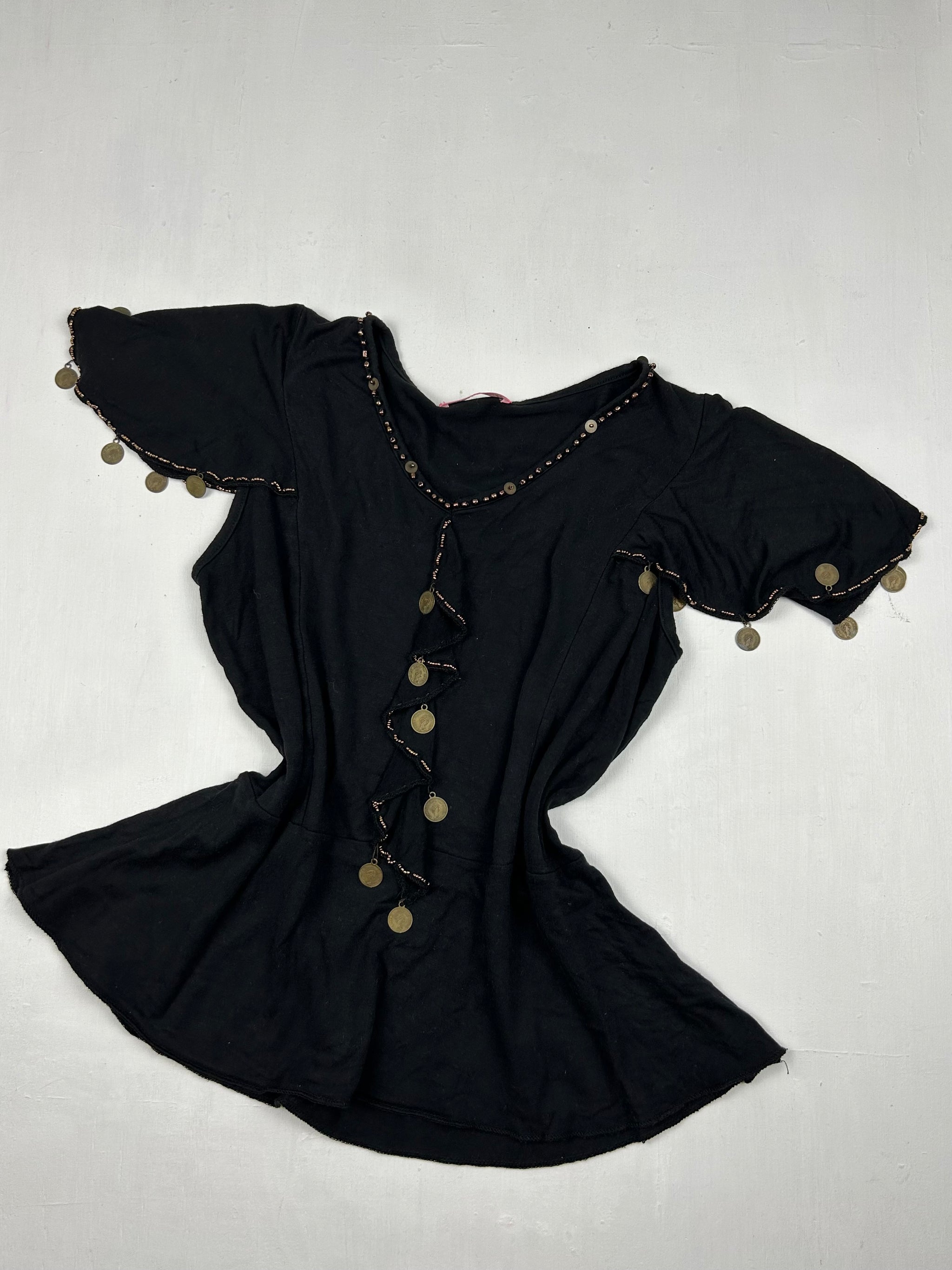 Black pearls cotton tee (S/M)