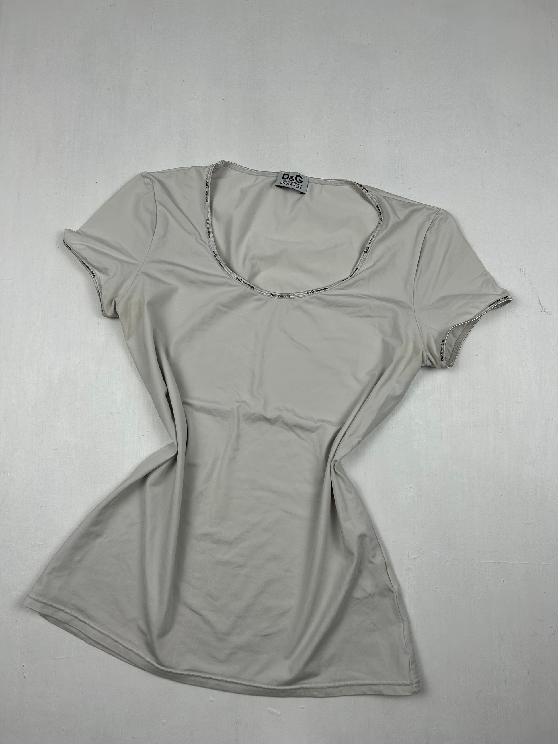 White lycra logo stretchy tee (M)